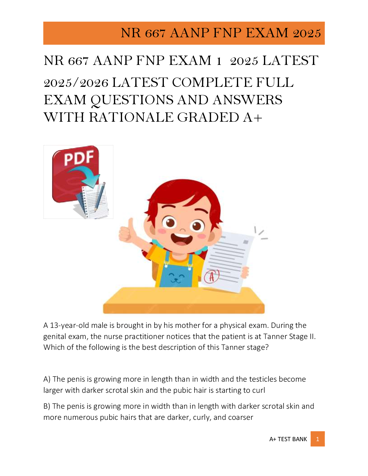 Preview image for NR 667 AANP FNP EXAM 1  2025 LATEST  2025/2026 LATEST COMPLETE FULL  EXAM QUESTIONS AND ANSWERS  WITH RATIONALE GRADED A+