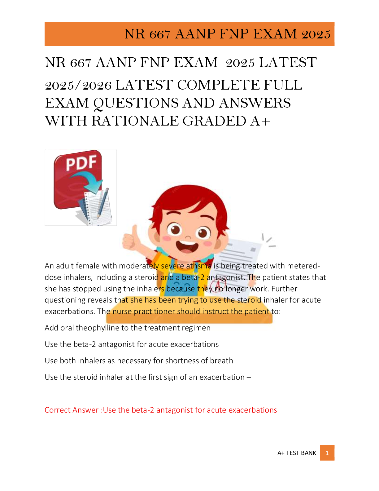 Preview image for NR 667 AANP FNP EXAM  2025 LATEST  2025/2026 LATEST COMPLETE FULL  EXAM QUESTIONS AND ANSWERS  WITH RATIONALE GRADED A+