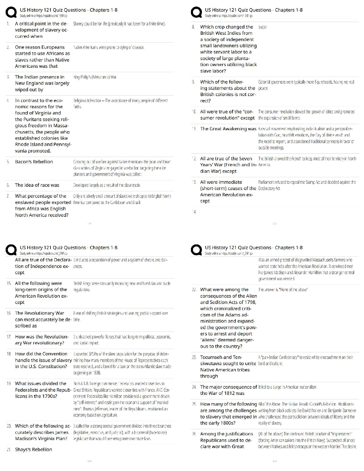 Preview of HIST 121 Quiz Questions Chapters 1–8 / 2025 Update   Study Guide