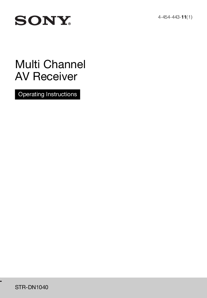 Preview image of Sony STR-DN1040 AV Receiver operating instruction Manual document