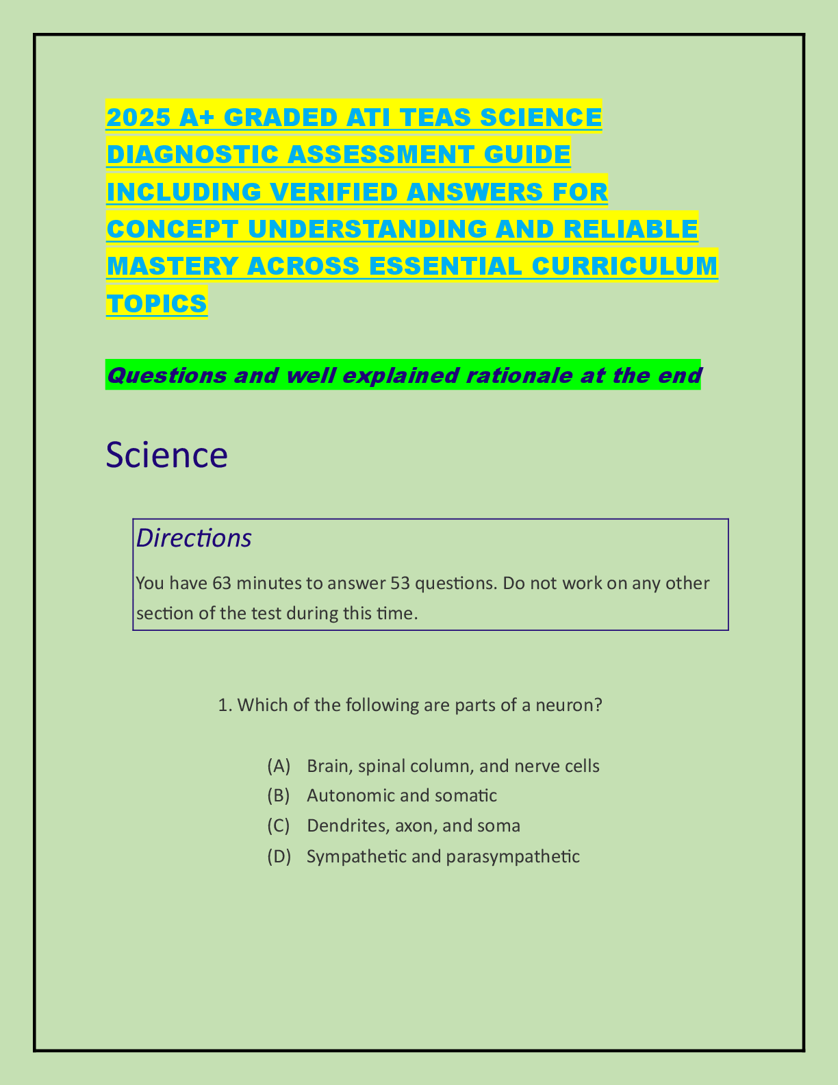 Preview image for 2025 A+ GRADED ATI TEAS SCIENCE DIAGNOSTIC ASSESSMENT GUIDE INCLUDING VERIFIED ANSWERS FOR CONCEPT UNDERSTANDING AND RELIABLE MASTERY ACROSS ESSENTIAL CURRICULUM TOPICS