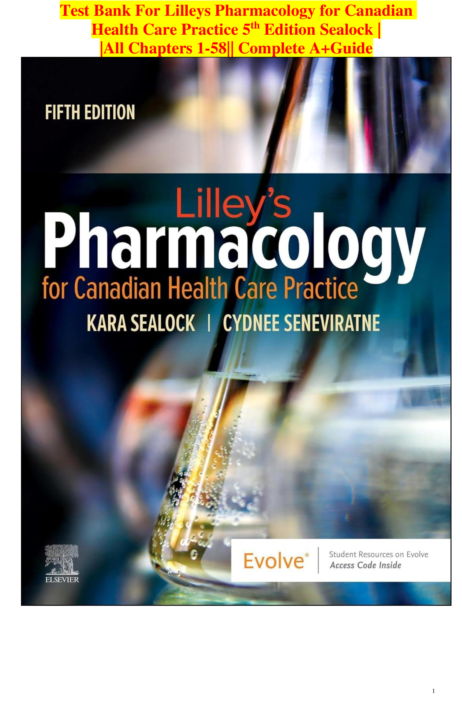 Preview image for Lilley’s Pharmacology for Canadian Health Care Practice (5th Edition) – Complete Test Bank (Chapters 1–58) with Answers