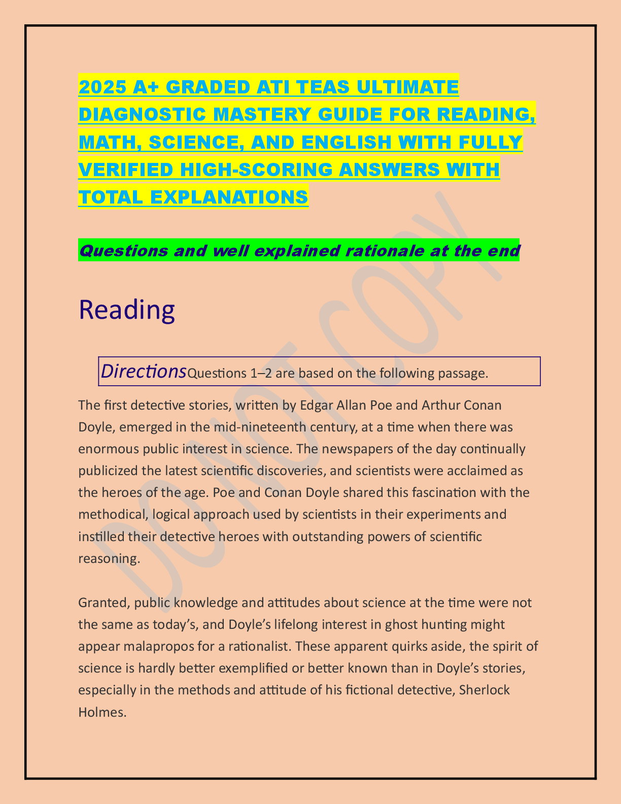 Preview image for 2025 A+ GRADED ATI TEAS ULTIMATE DIAGNOSTIC MASTERY GUIDE FOR READING, MATH, SCIENCE, AND ENGLISH WITH FULLY VERIFIED HIGH-SCORING ANSWERS WITH TOTAL EXPLANATIONS