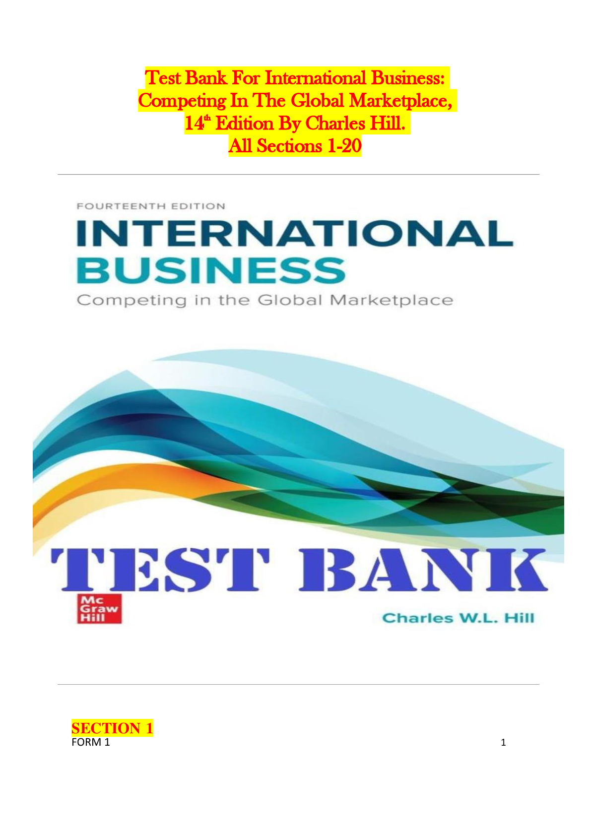 Preview image for Test Bank for International Business: Competing in the Global Marketplace 14th Edition Charles Hill | All Chapters 1-20 | Instant Access