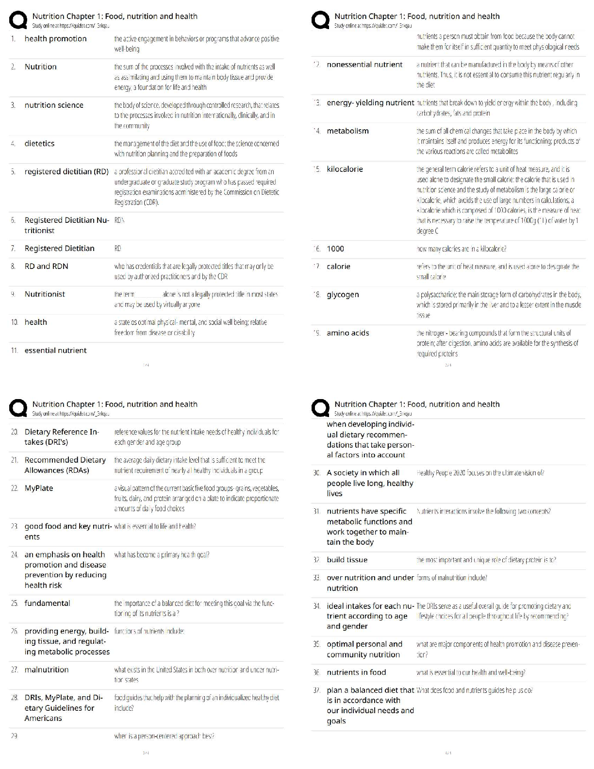 Preview of Nutrition Chapter 1: Food, Nutrition, and Health   2025 Update / Study Guide & Test Bank