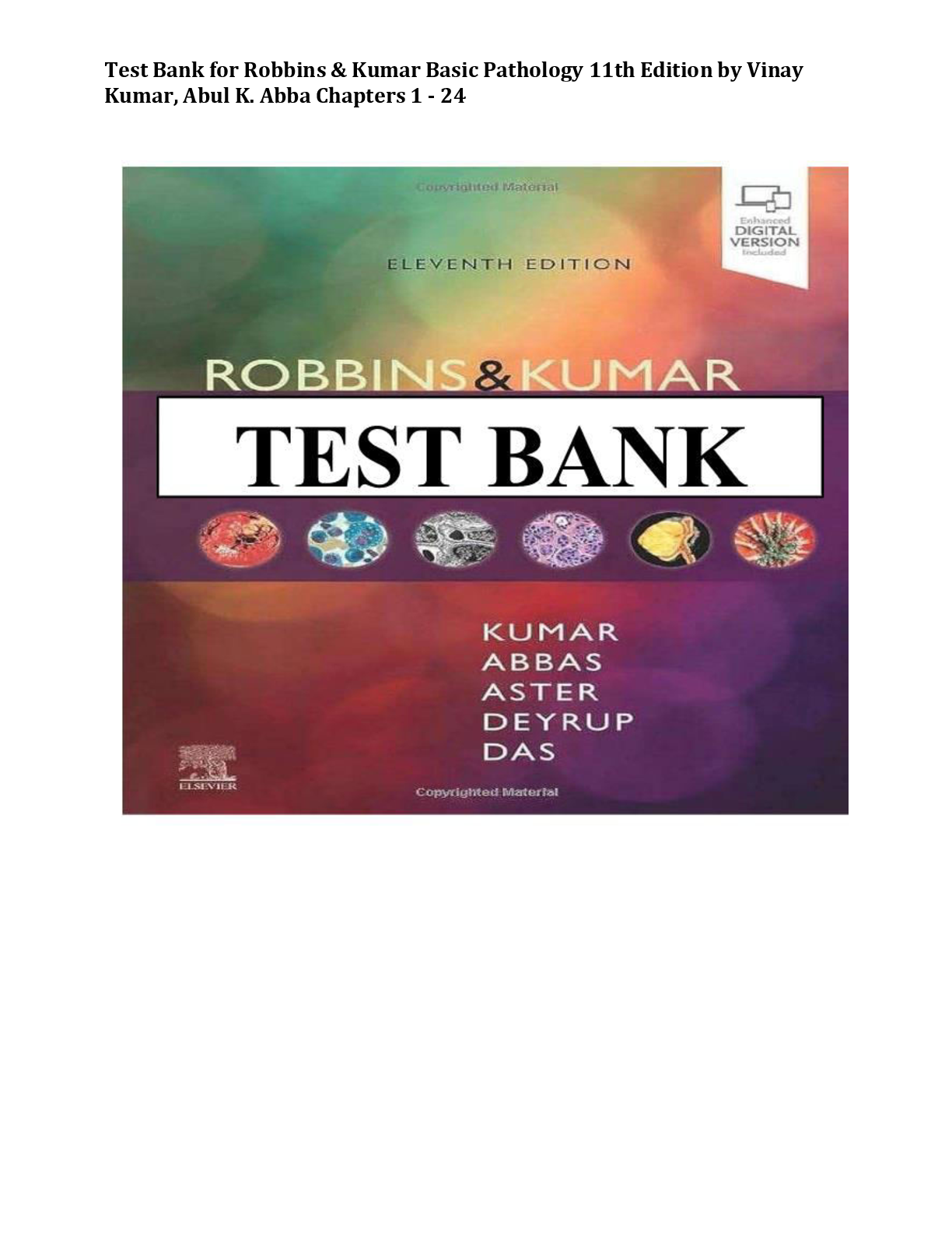 Preview image for Test Bank for Robbins & Kumar Basic Pathology 11th Edition by Vinay Kumar, Abul K. Abba Complete All Chapters 1 - 24! ALREADY RATED A+ 100% CORRECT ANSWERS