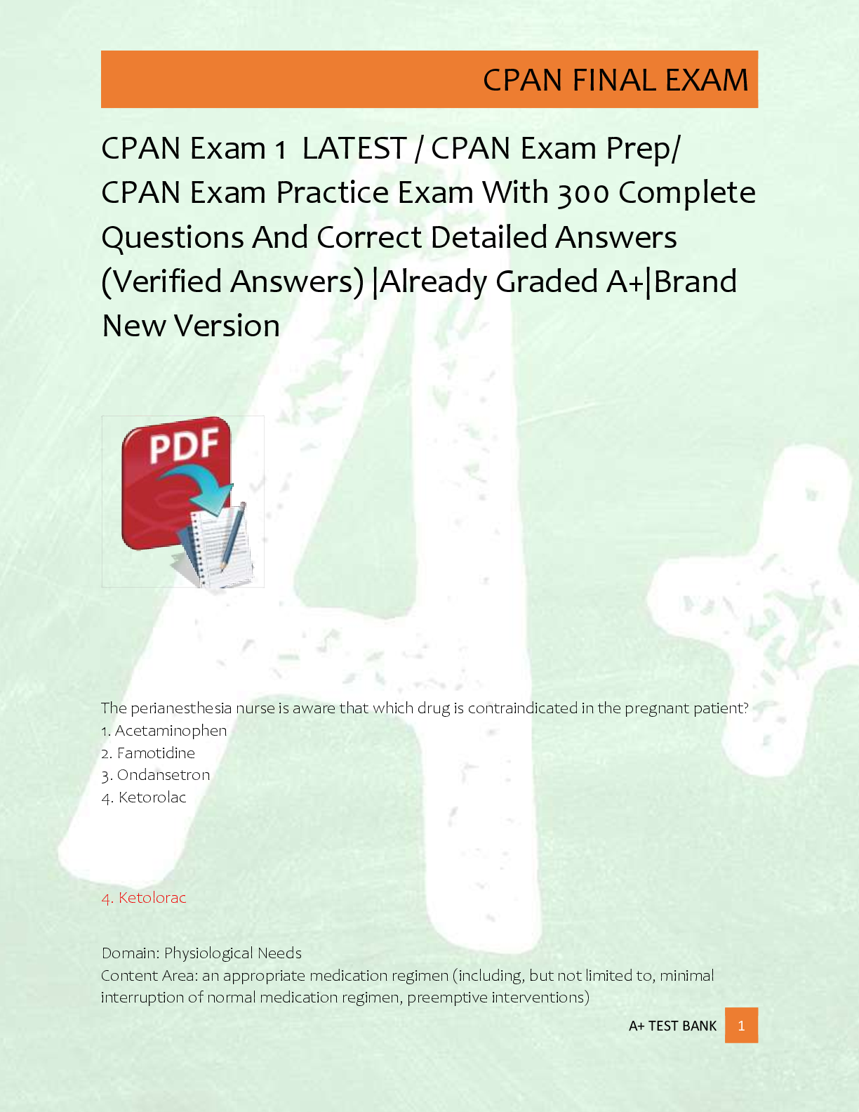 Preview image for CPAN Exam 1  LATEST / CPAN Exam Prep/  CPAN Exam Practice Exam With 300 Complete  Questions And Correct Detailed Answers  (Verified Answers) |Already Graded A+|Brand  New Version