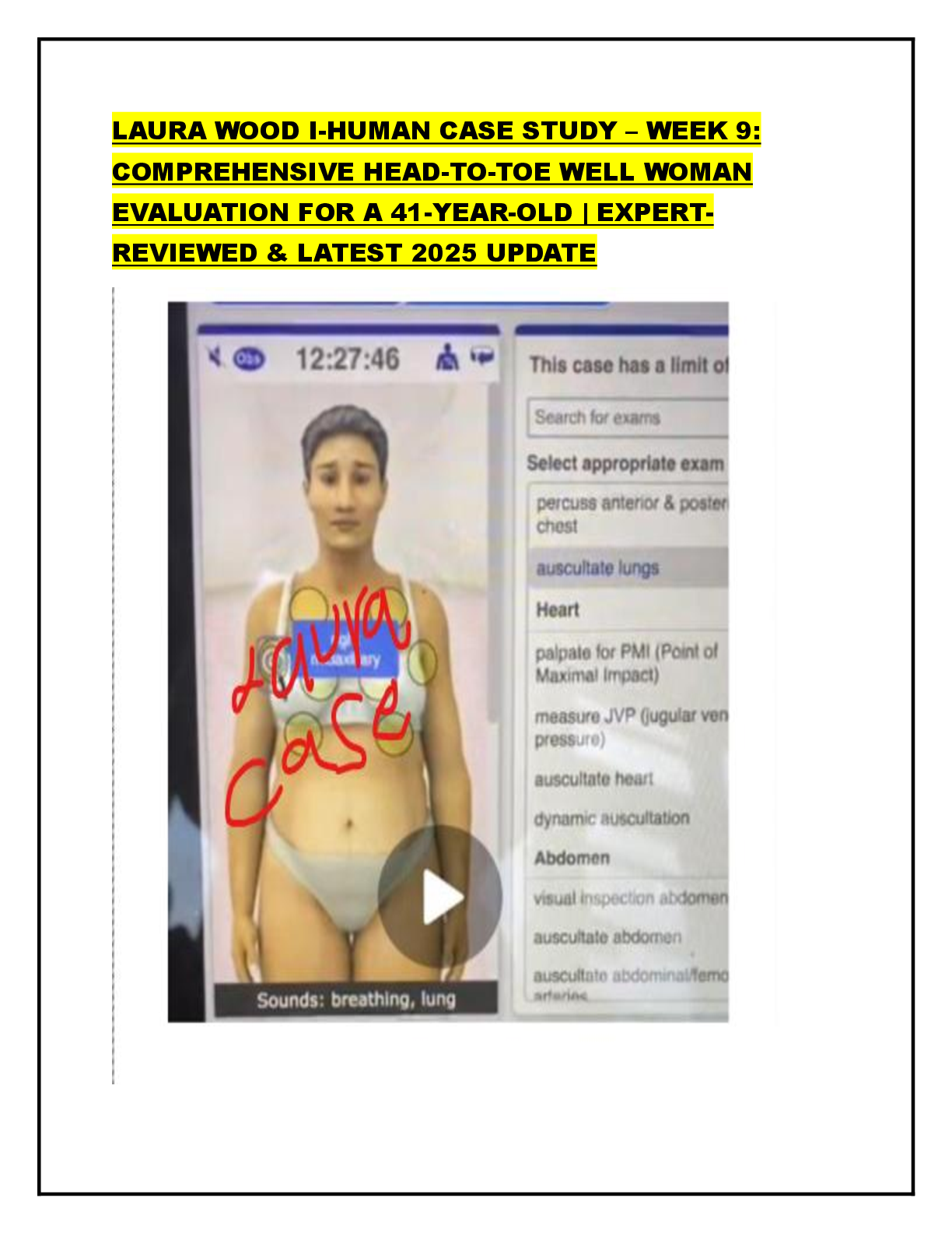 Preview image for LAURA WOOD I-HUMAN CASE STUDY – WEEK 9: COMPREHENSIVE HEAD-TO-TOE WELL WOMAN EVALUATION FOR A 41-YEAR-OLD | EXPERT-REVIEWED & LATEST 2025 UPDATE