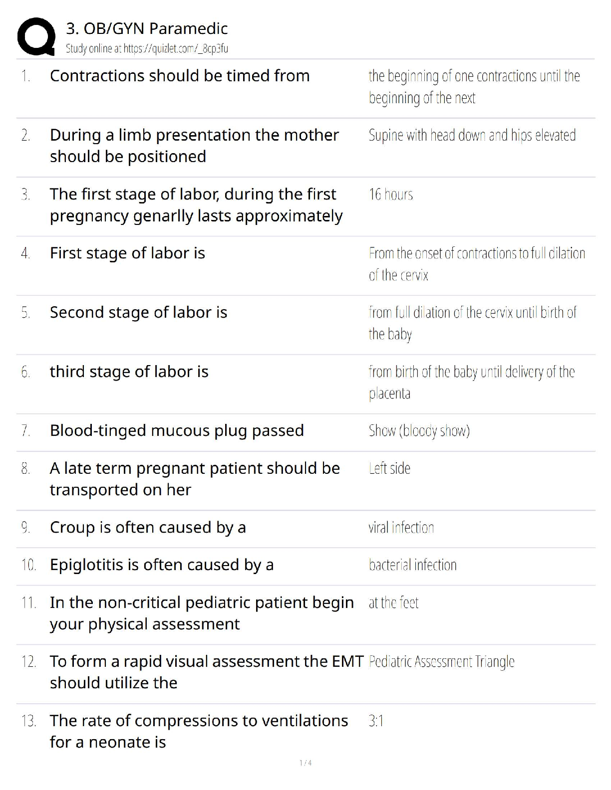 Preview of OB GYN Paramedic / Exam Prep / Test Bank / Study Guide 2025 Update –  