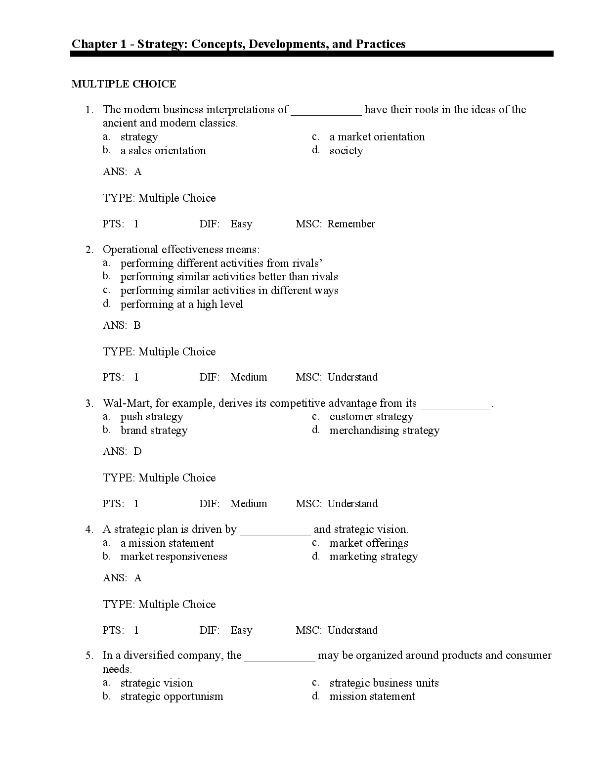 Preview image for Test Bank for Strategic Marketing Management, 4th Edition by Syed Akhter and Barney Pacheco