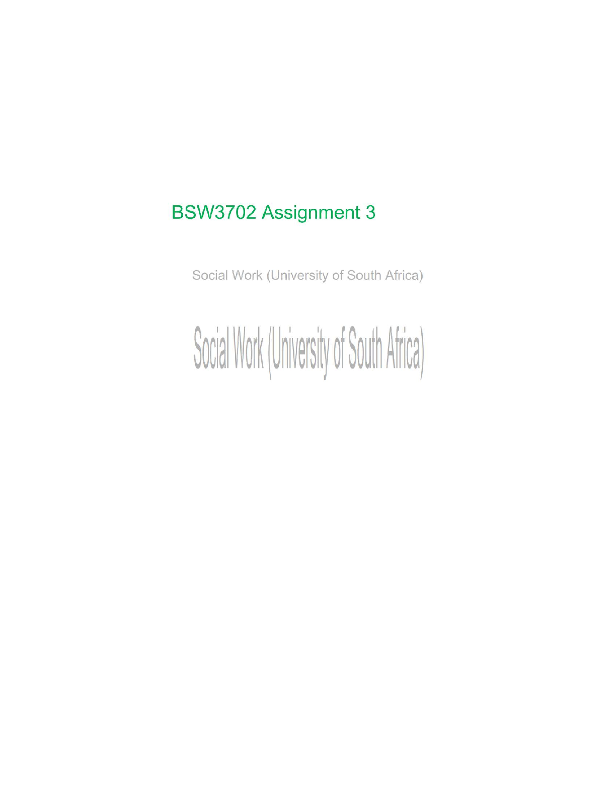 Preview image for 🧠 BSW3702 – Social Work (University of South Africa) Assignment 3  Section 2.1: Social Problem That Triggered Anna and Her Team to Design the Intervention Verified Content  2025 Edition  Grade A