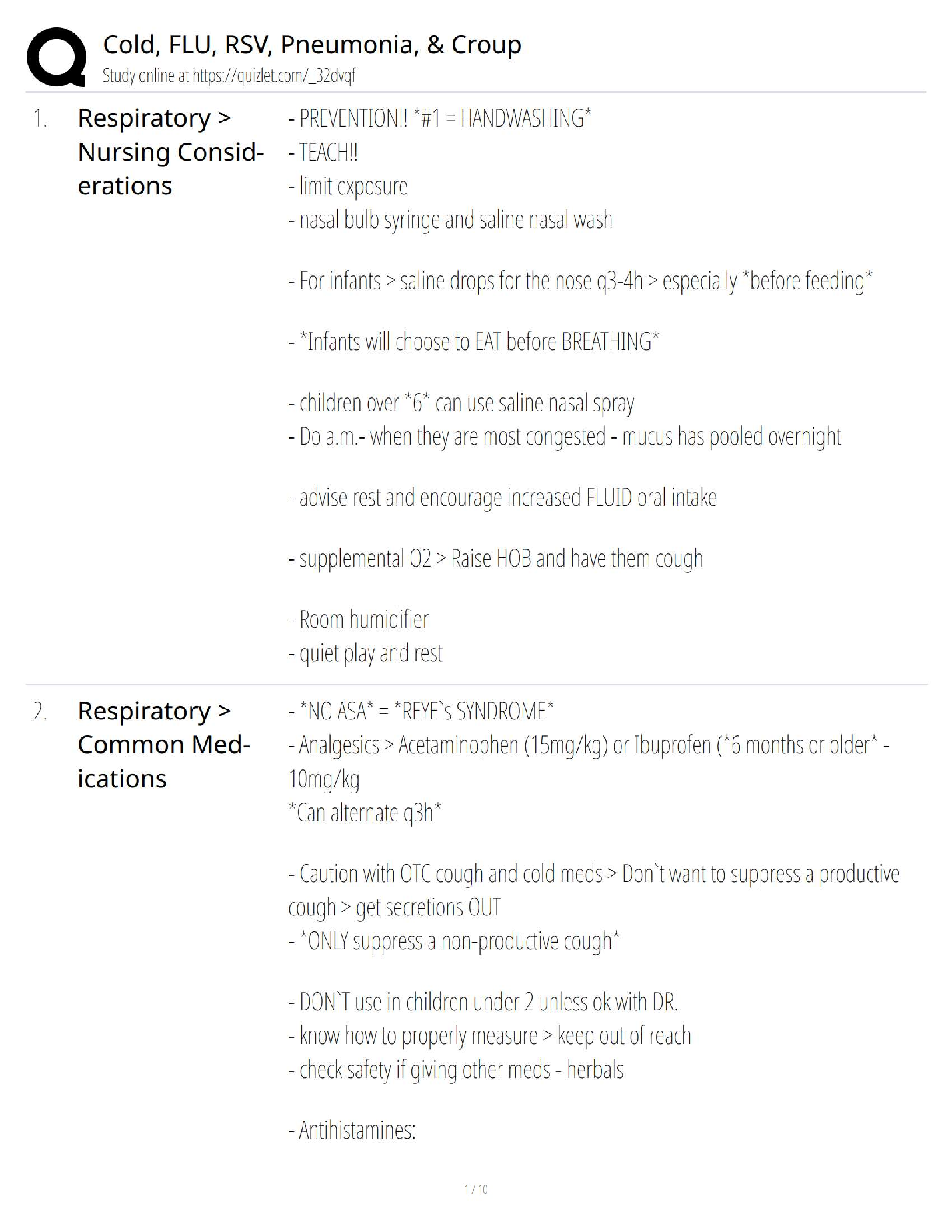 Preview of Cold, Flu, RSV, Pneumonia & Croup / Pediatric Success NCLEX Practice Questions / 2025 Test