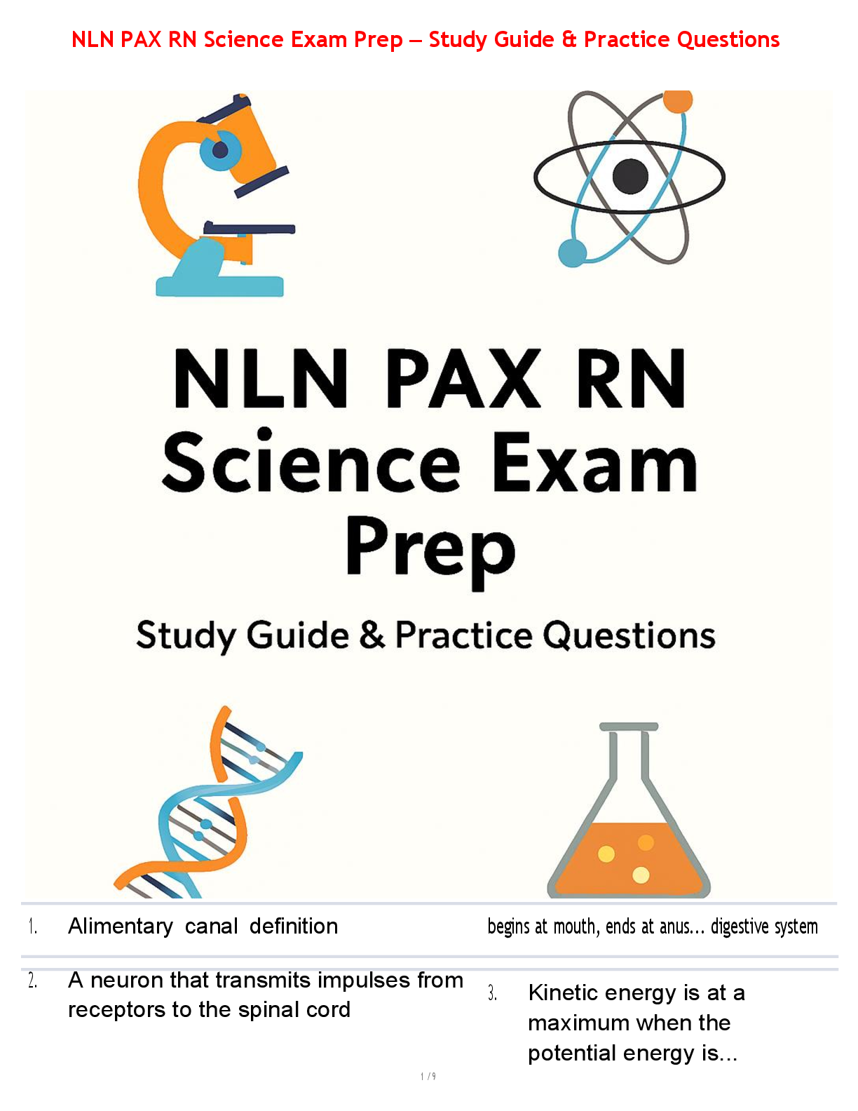 Preview image for NLN PAX RN Science Exam Prep – Study Guide & Practice Questions