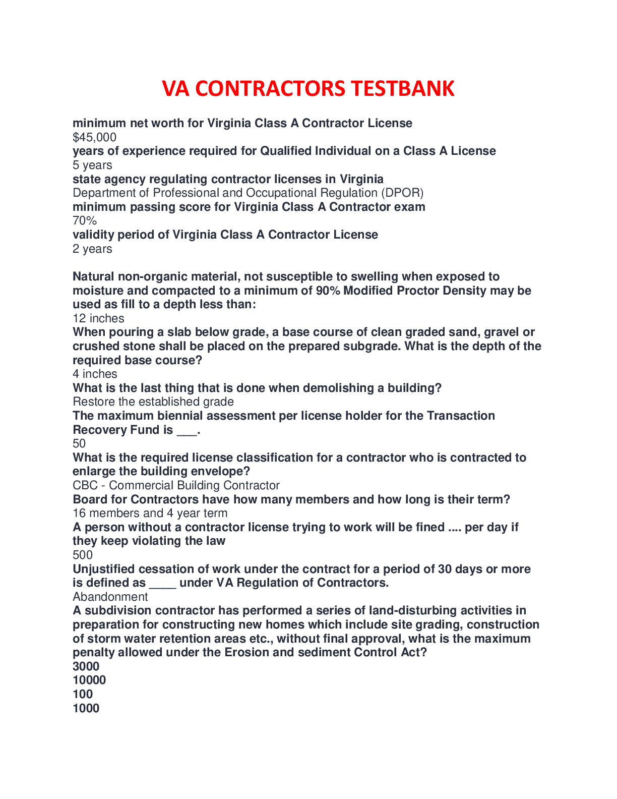 Preview image for VA CONTRACTORS TESTBANK