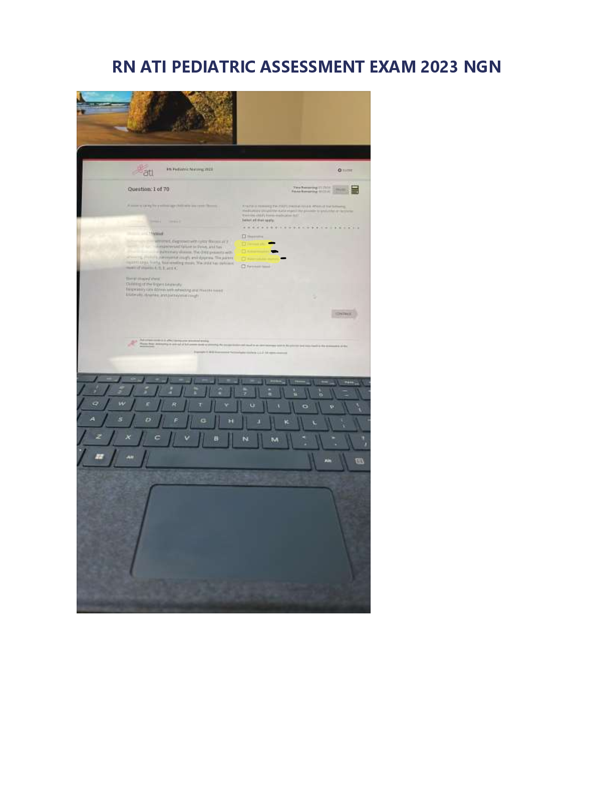 Preview image for RN ATI PEDIATRIC ASSESSMENT EXAM 2023 NGN