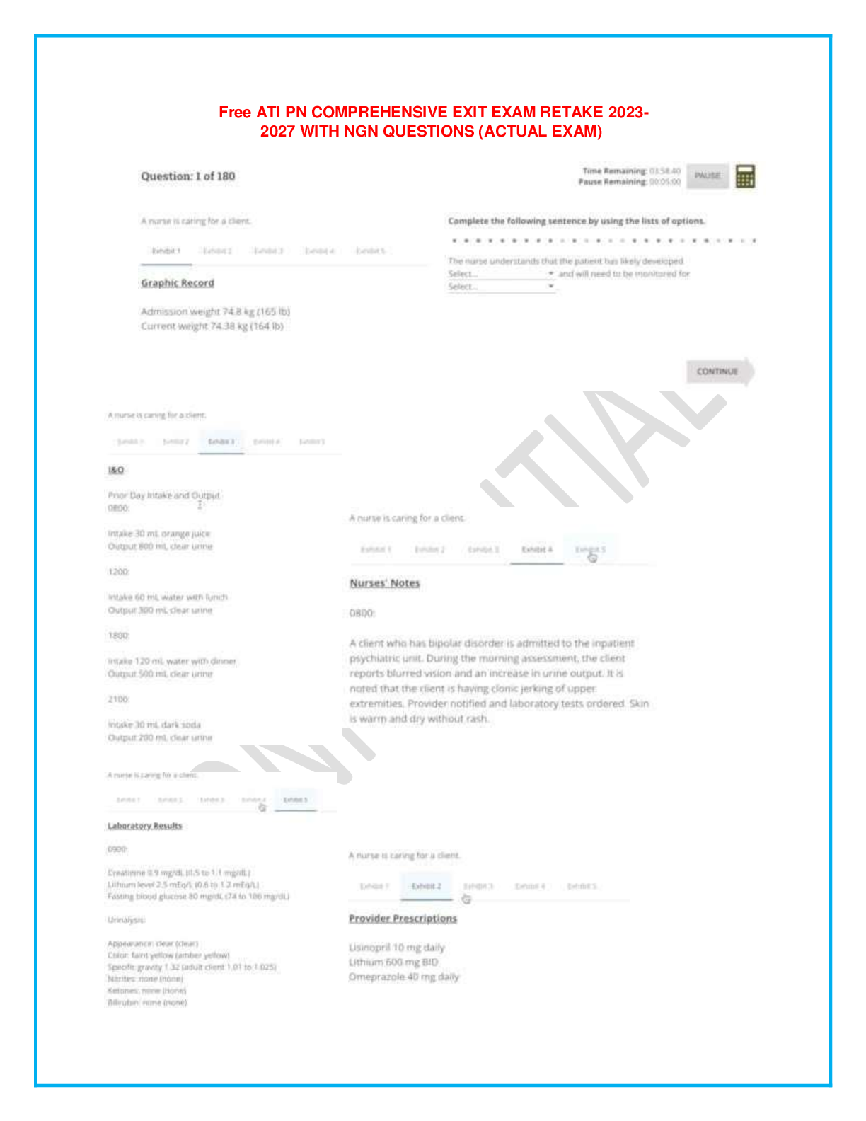 Preview image for Free ATI PN COMPREHENSIVE EXIT EXAM RETAKE 2023-  2027 WITH NGN QUESTIONS (ACTUAL EXAM)