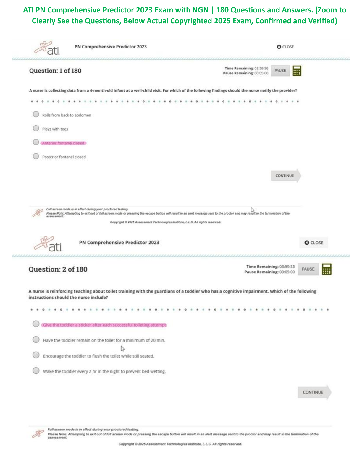 Preview image for ATI PN COMPREHESIVE PREDICTOR 2025 EXAM WITH NGN-ANSWERS INCLUDED IN EACH OF THE 180 QUESTIONS