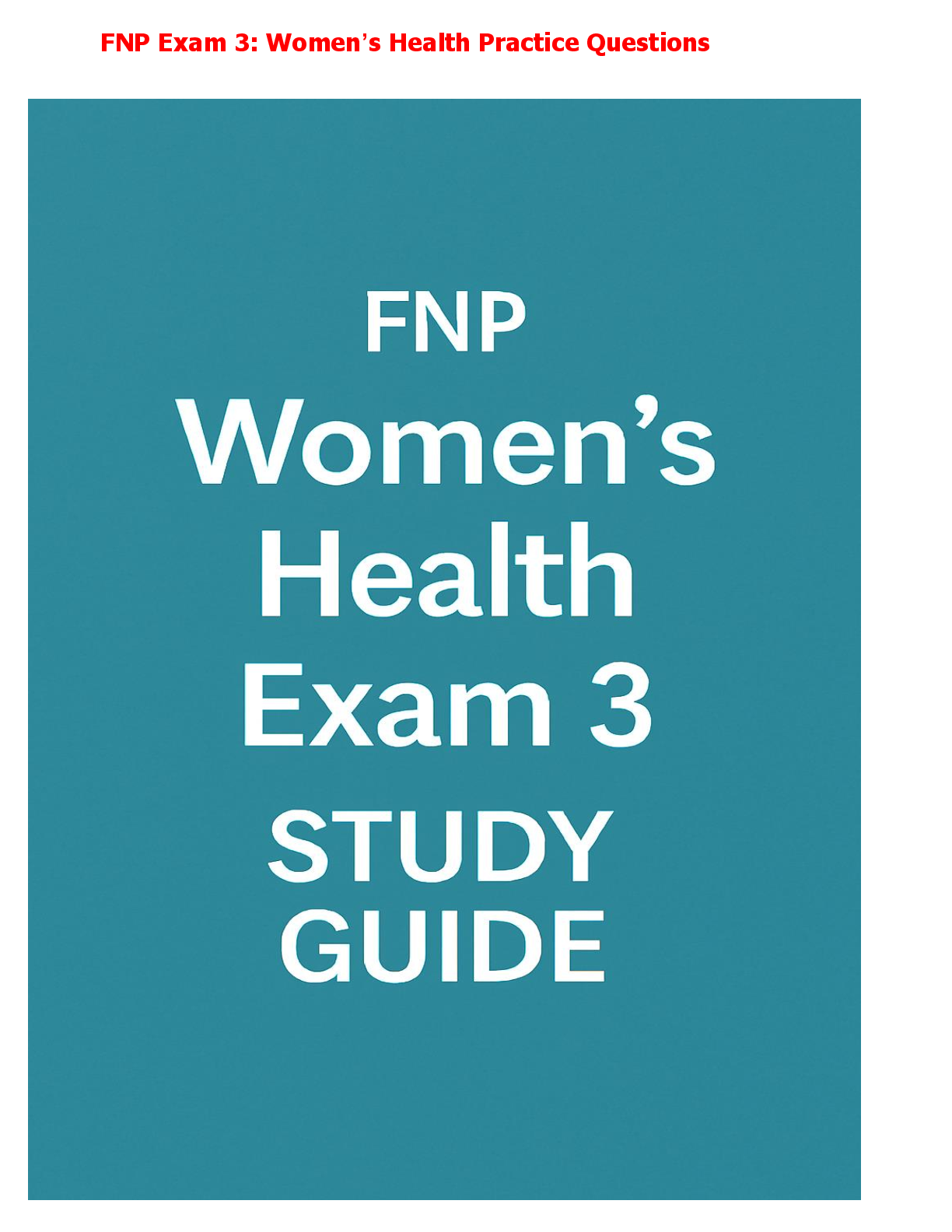 Preview image for FNP Exam 3: Women’s Health Practice Questions
