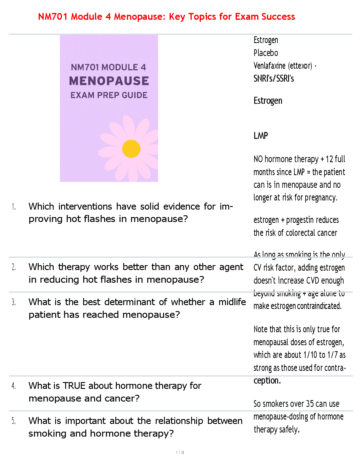 Preview image for NM701 Module 4 Menopause: Key Topics for Exam Success