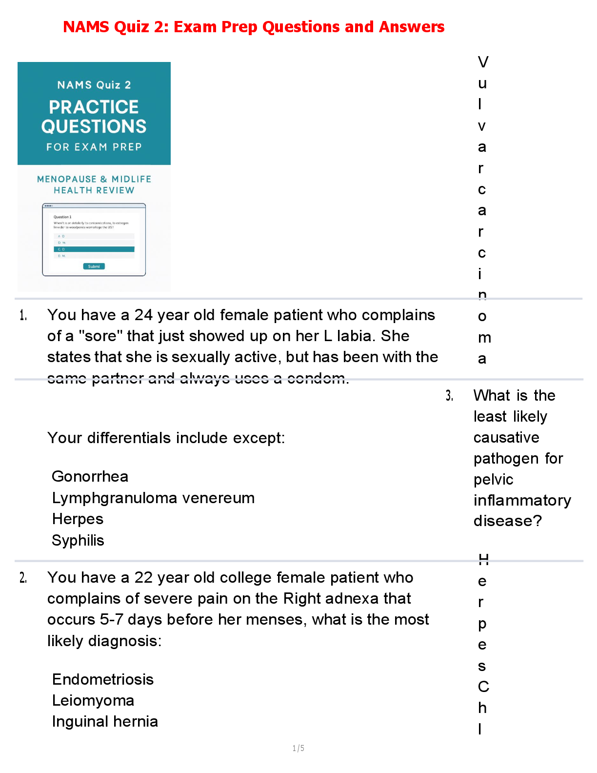 Preview image for NAMS Quiz 2: Exam Prep Questions and Answers