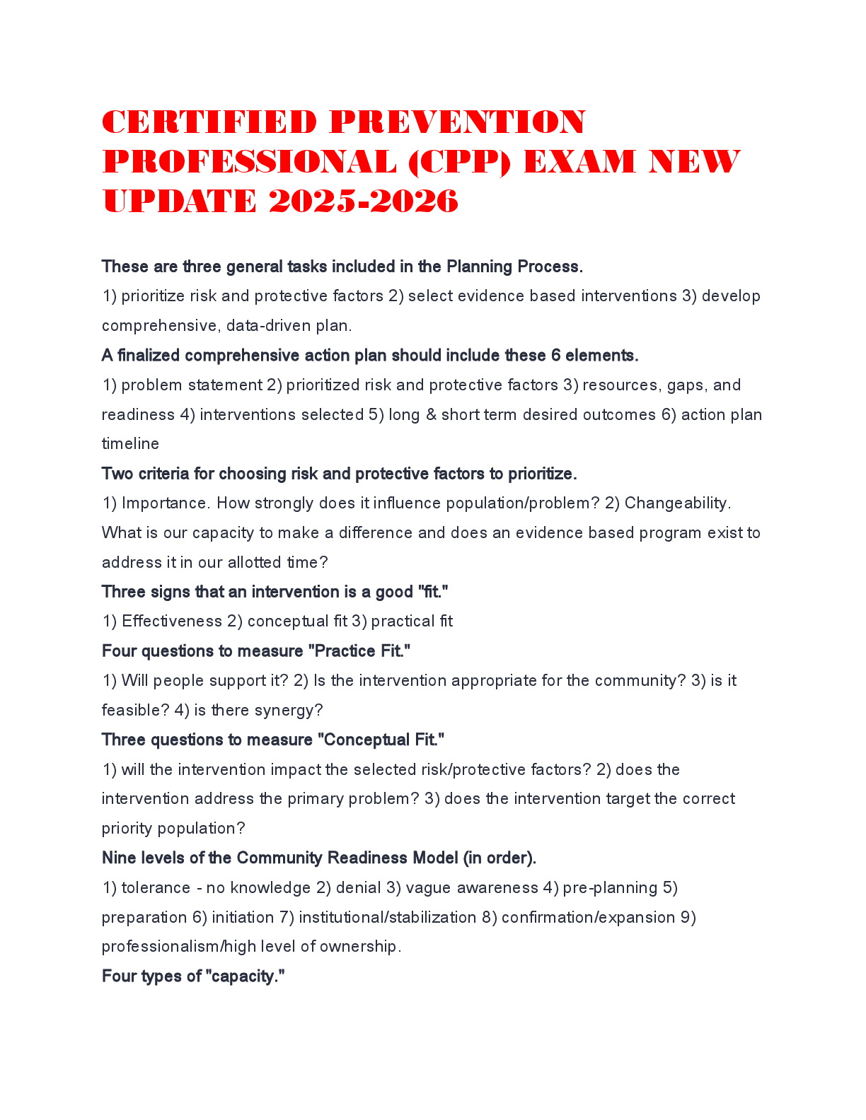 Preview image for CERTIFIED PREVENTION PROFESSIONAL (CPP) EXAM NEW UPDATE 2025-2026