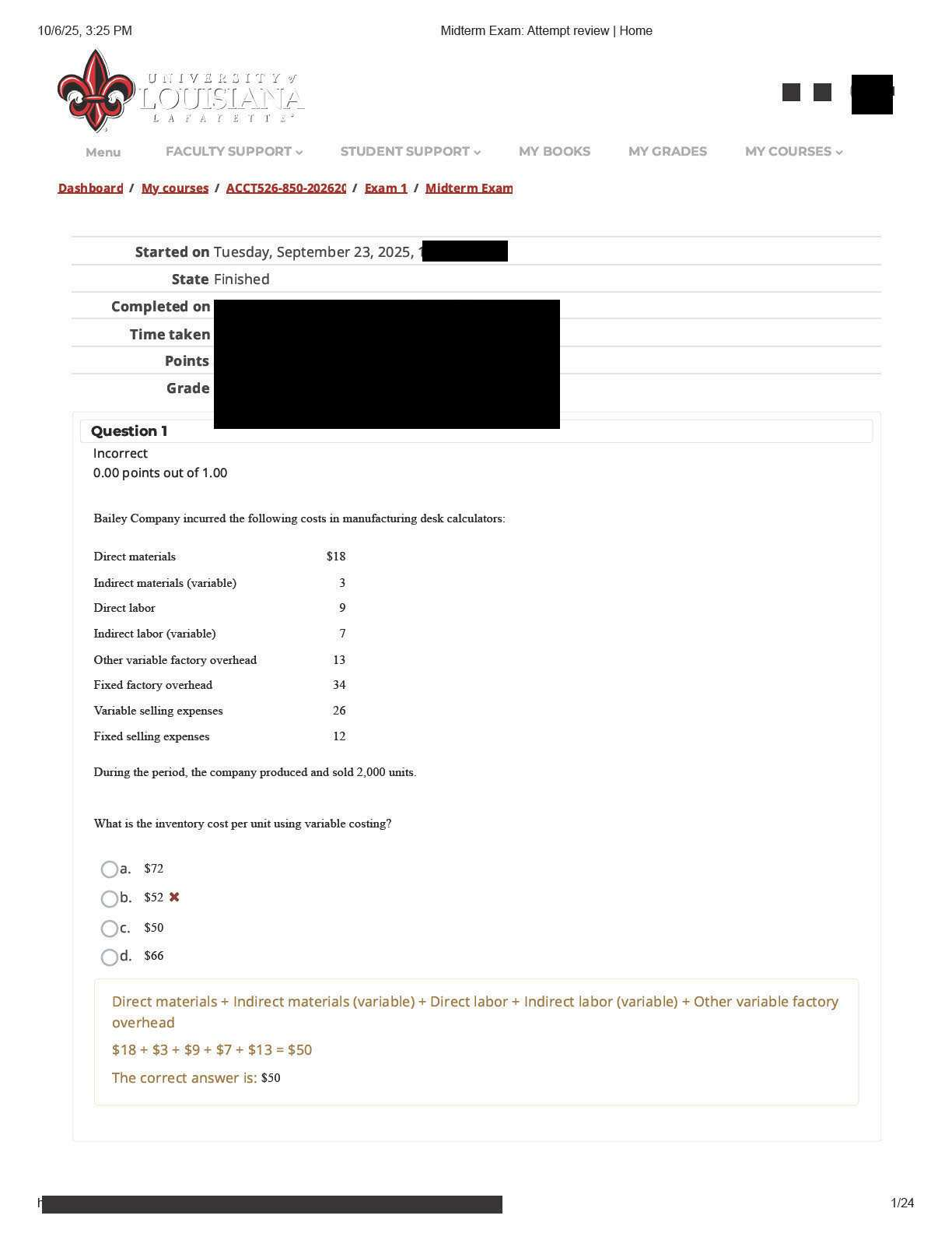 Preview image for ACC 526 Midterm Exam | University of Louisiana, Lafayette