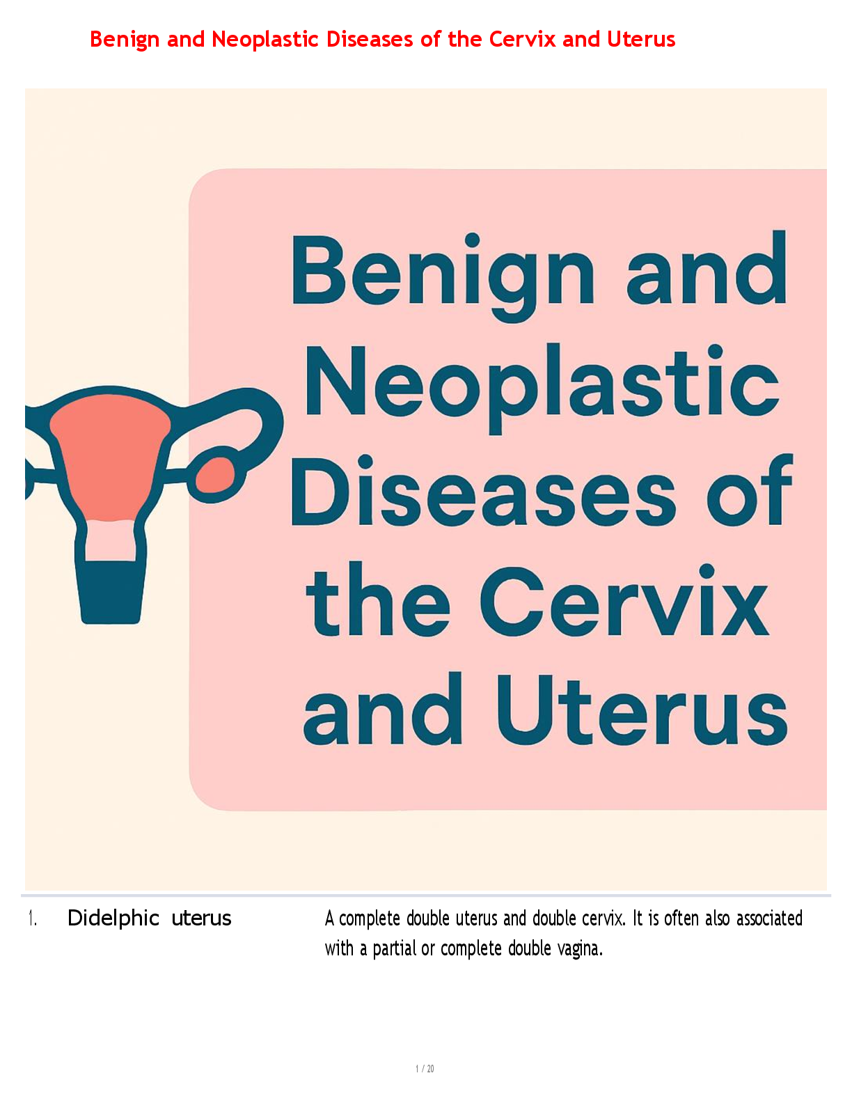 Preview image for Benign and Neoplastic Diseases of the Cervix and Uterus