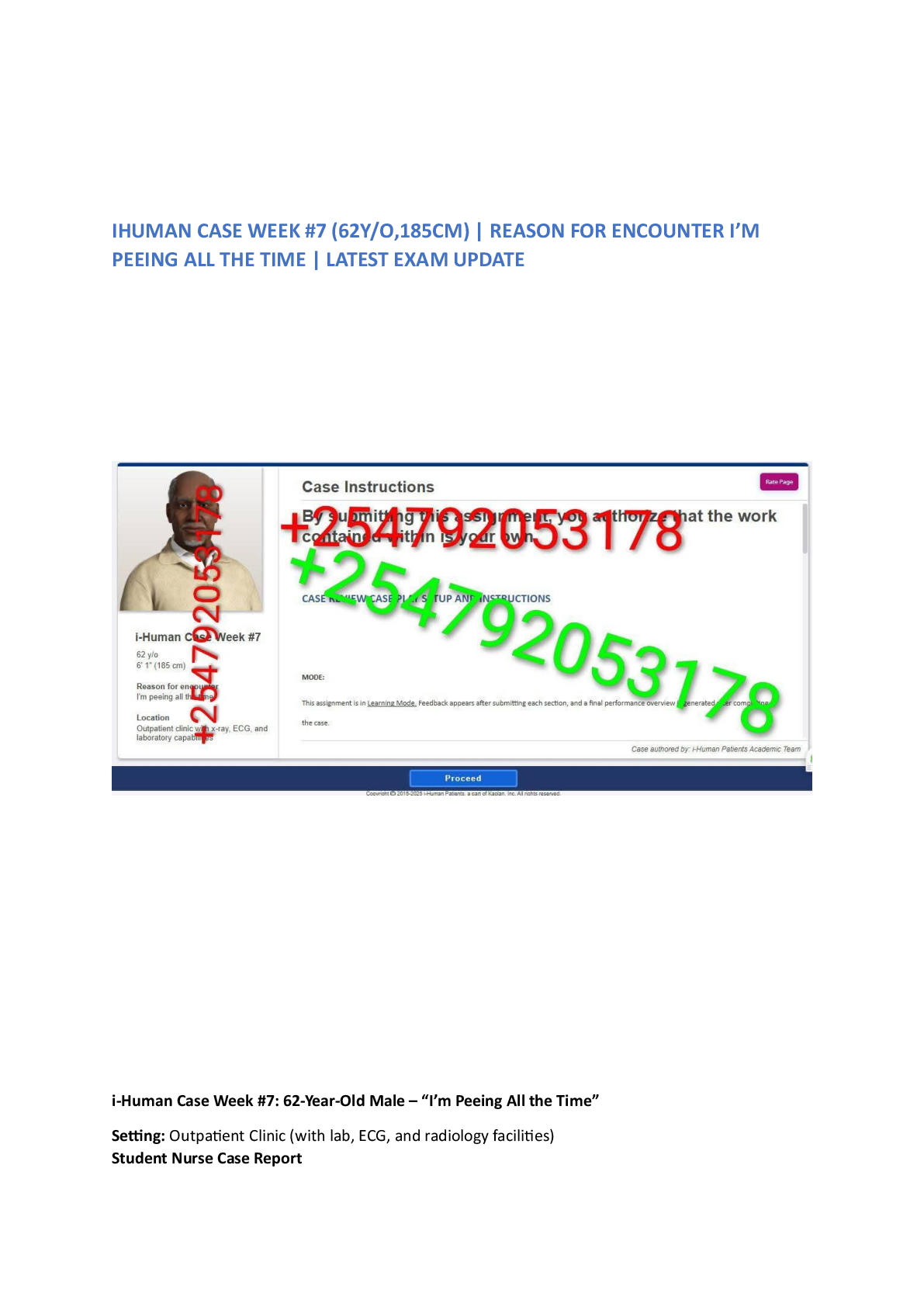Preview image for IHUMAN CASE WEEK #7 (62Y/O,185CM) | REASON FOR ENCOUNTER I’M  PEEING ALL THE TIME | LATEST EXAM UPDATE