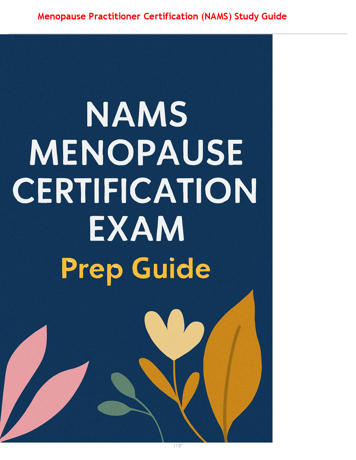 Preview image for Menopause Practitioner Certification (NAMS) Study Guide