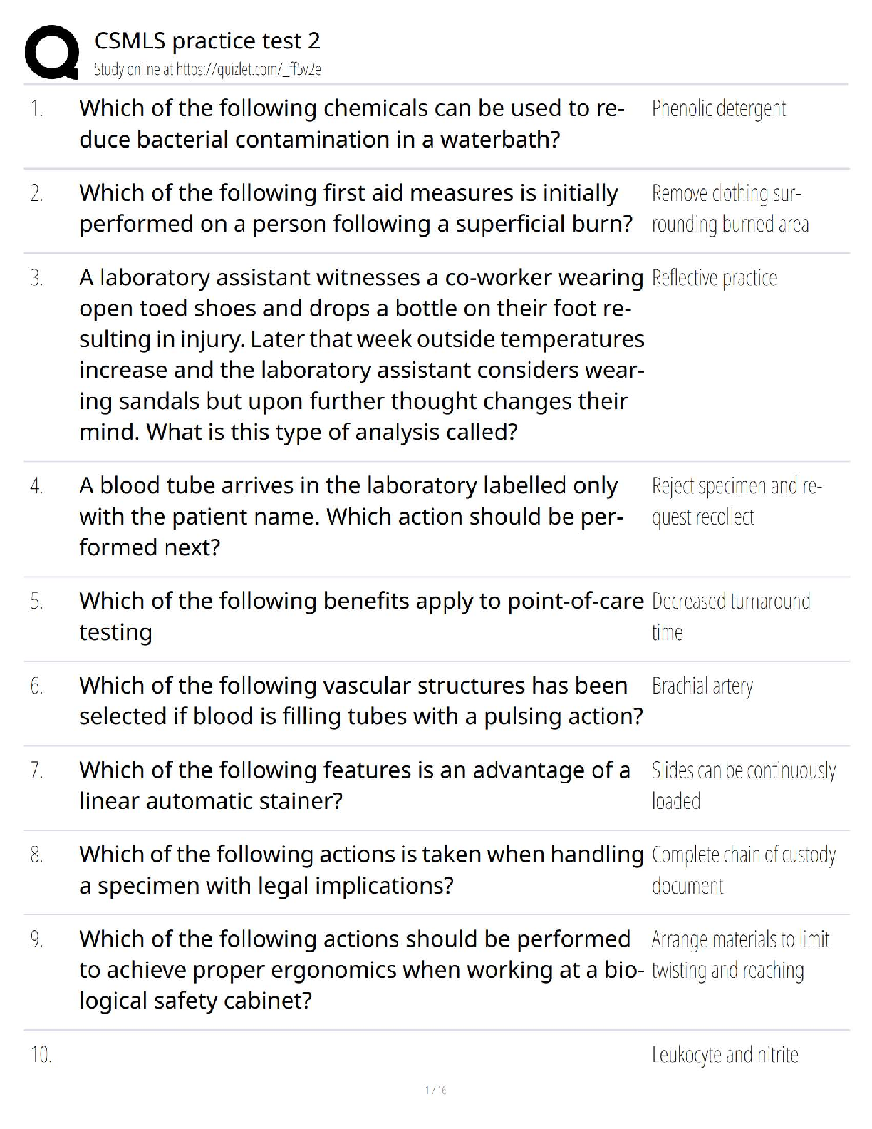 CSMLS Practice Test 2 / 2025 Updated Version / Verified Questions & Answers for Medical Laboratory Certification Exam
