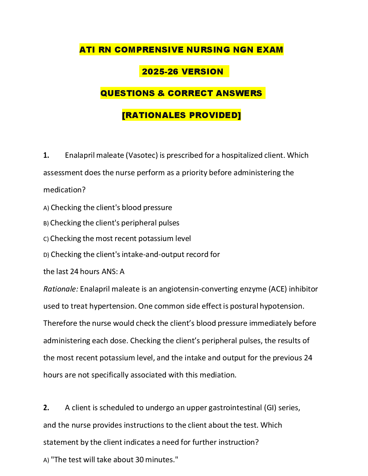 Preview image for ATI COMPREHENSIVE EXIT EXAM   WITH QUESTIONS AND COMPLETE SOLUTION GUIDE   (2025-26 LATEST VERSION)