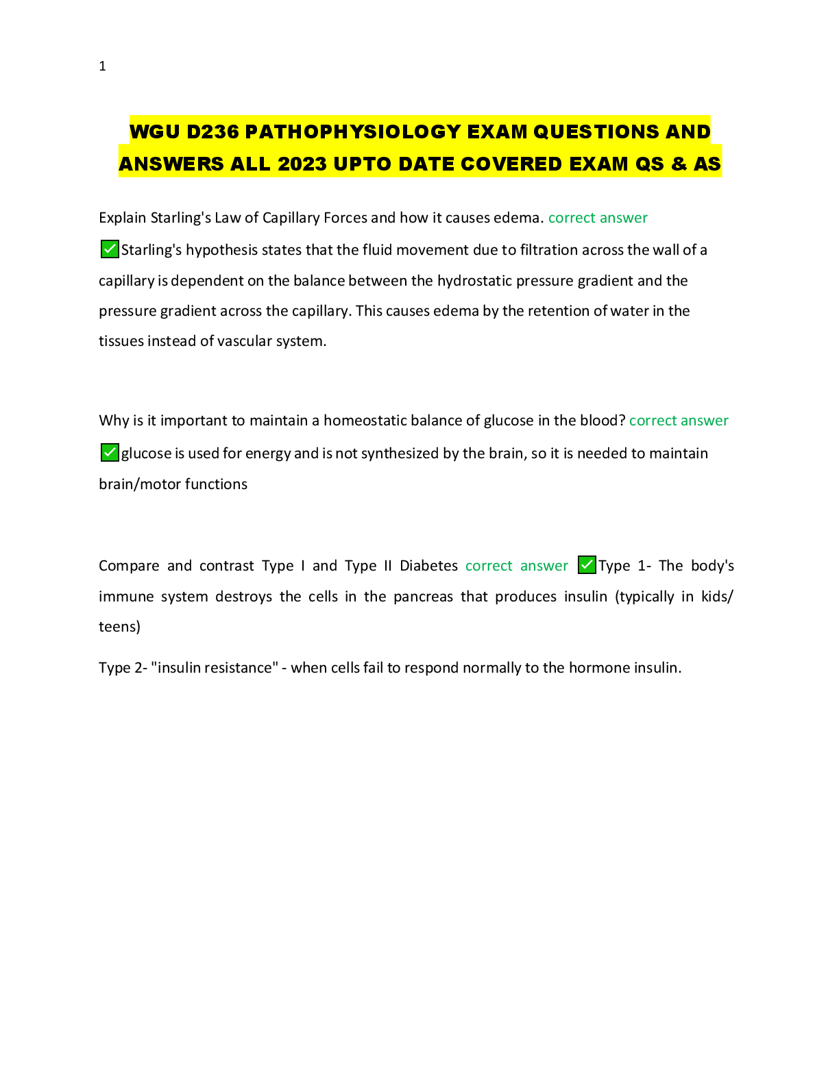 Preview image for WGU D236 PATHOPHYSIOLOGY EXAM QUESTIONS AND  ANSWERS ALL 2023 UPTO DATE COVERED EXAM QS & AS