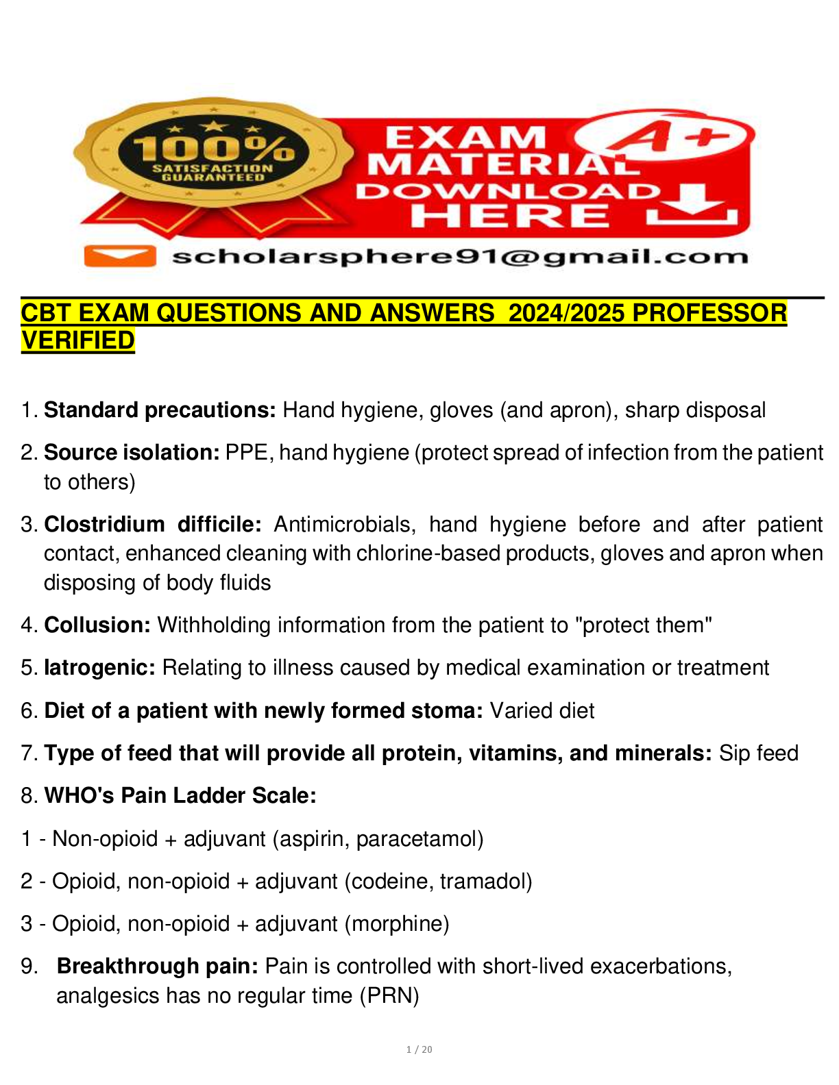 Preview image for CBT EXAM QUESTIONS AND ANSWERS  2024/2025 PROFESSOR  VERIFIED