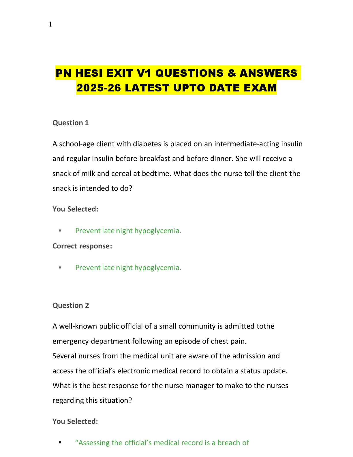 Preview image for PN HESI EXIT V1 QUESTIONS & ANSWERS  2025-26 LATEST UPTO DATE EXAM