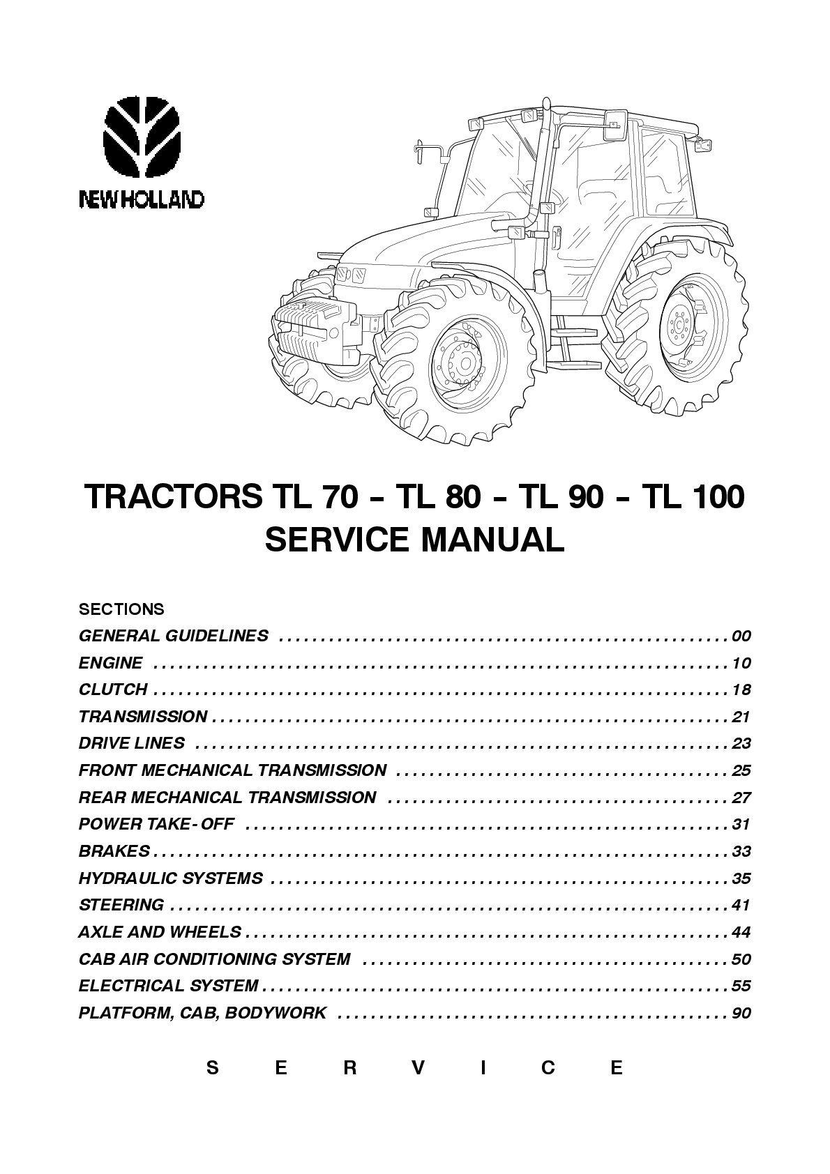 Preview image for New Holland TL70, TL80, TL90, TL100 Tractor Service Manual Repair Shop