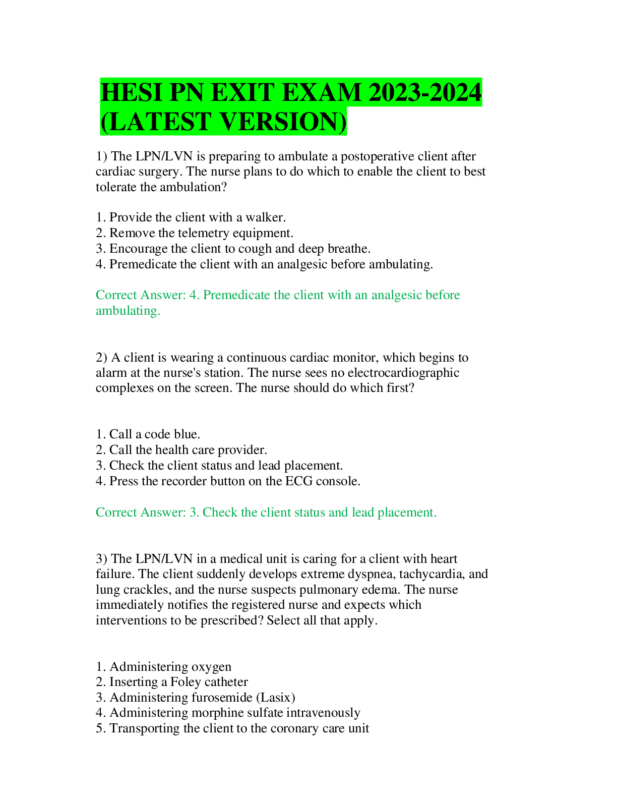 Preview image for HESI PN EXIT EXAM 2023-2024  (LATEST VERSION)