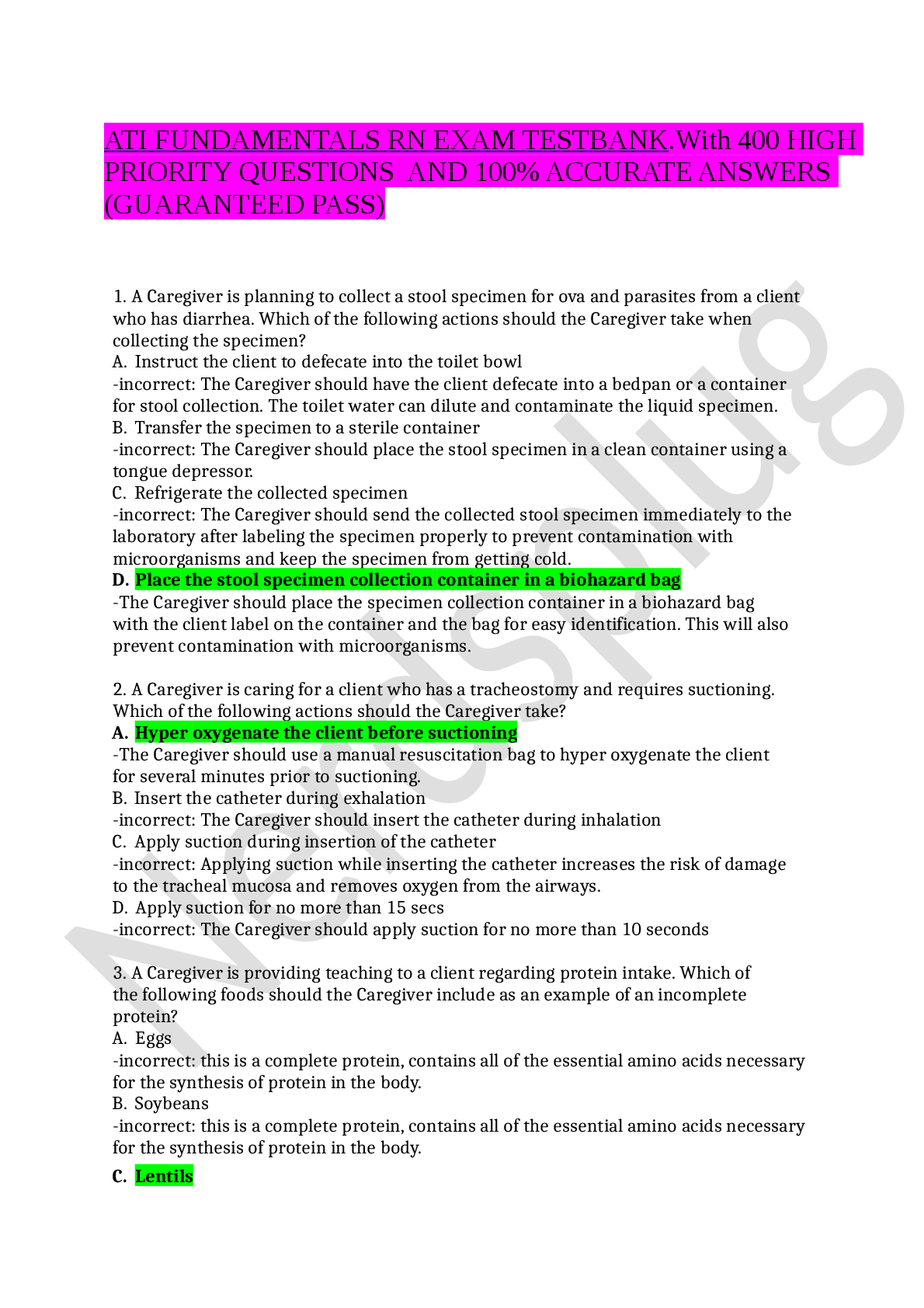 Preview image for ATI FUNDAMENTALS RN EXAM_QUESTIONS_AND_ANSWERS_WITH_RATIONALES.docx