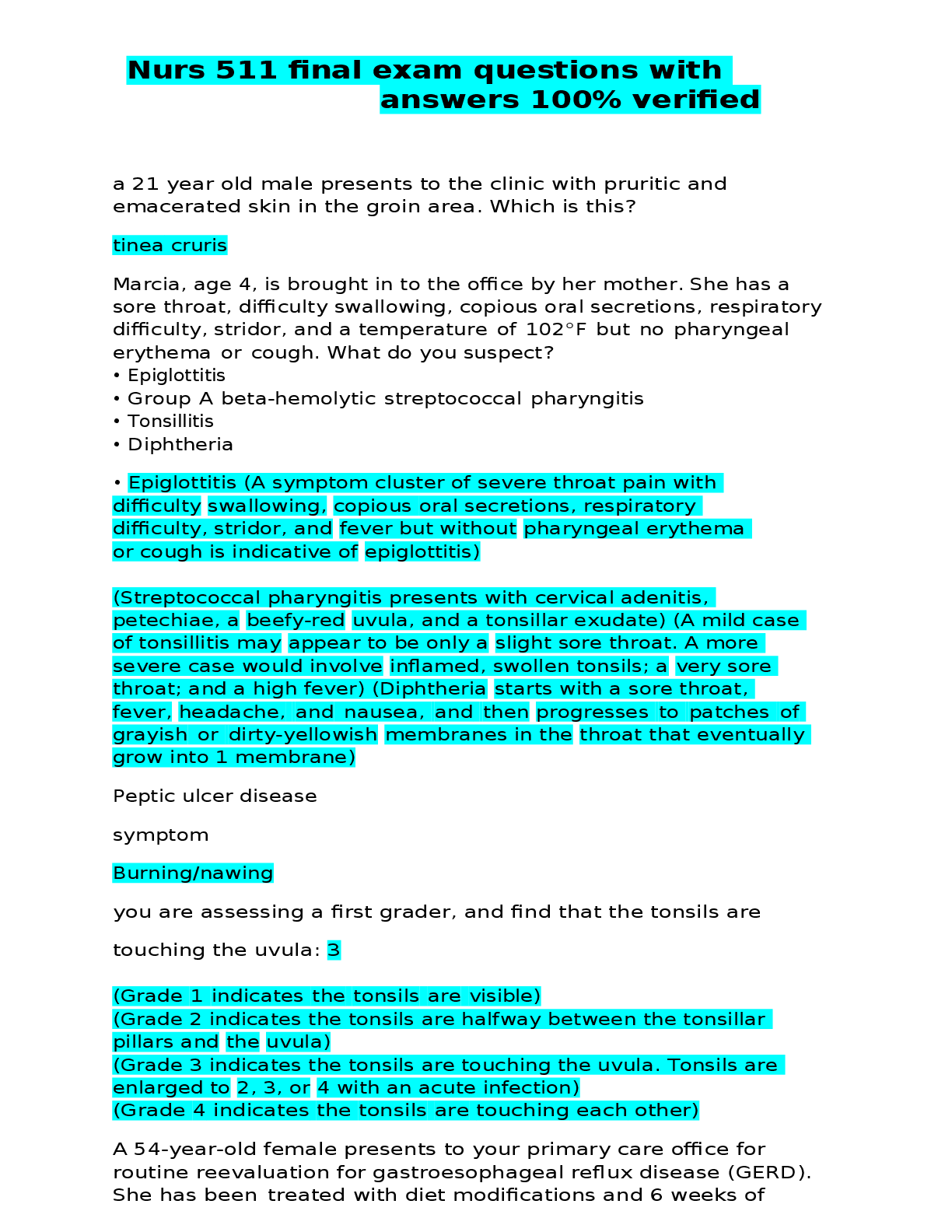 Preview image for Nurs 511 final exam questions with  answers 100% verified