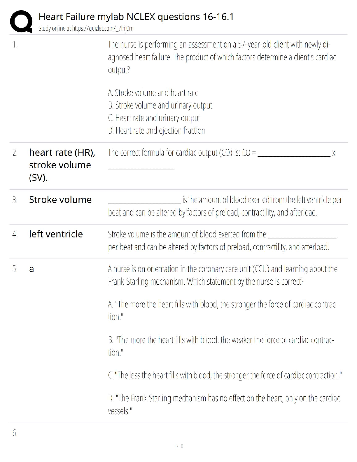 My Lab Questions Heart Failure MyLab NCLEX Questions 16-16.1 2025 Practice Review ...
