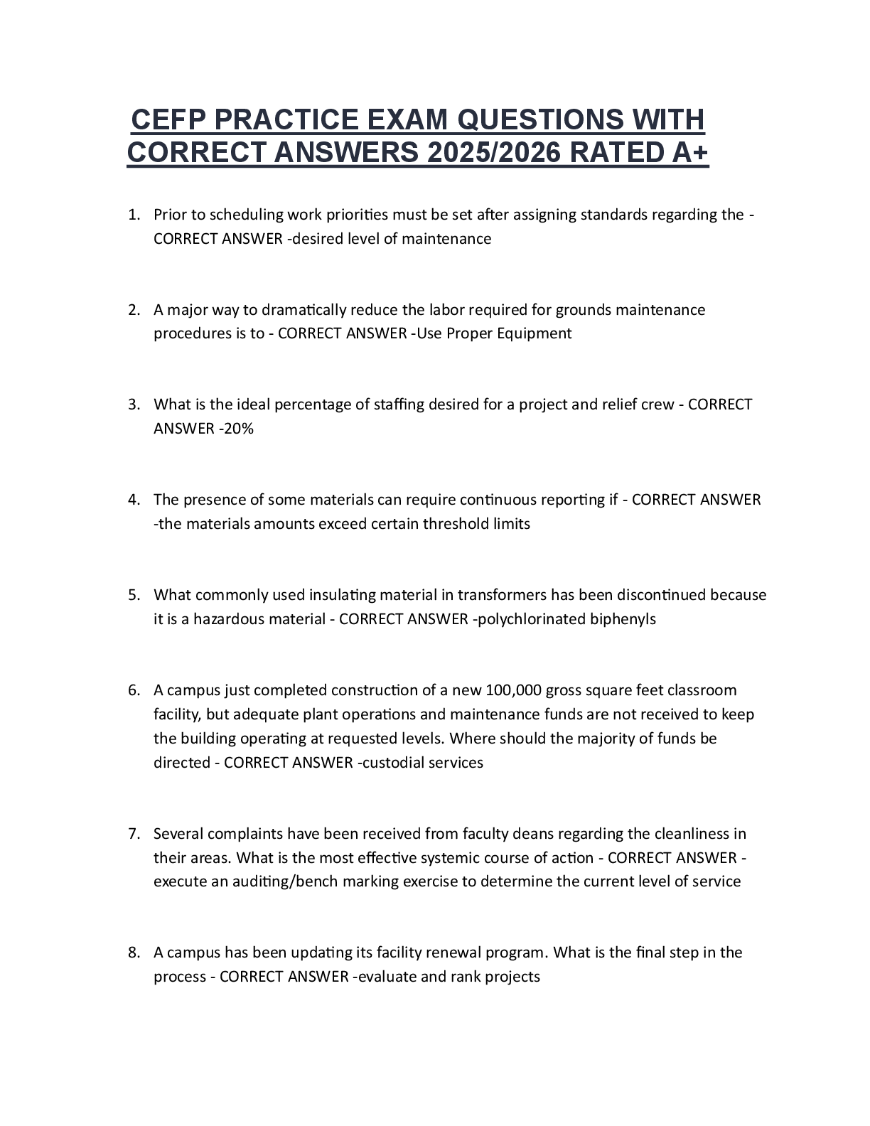 Preview of CEFP PRACTICE EXAM QUESTIONS WITH  CORRECT ANSWERS 2025/2026 RATED A+