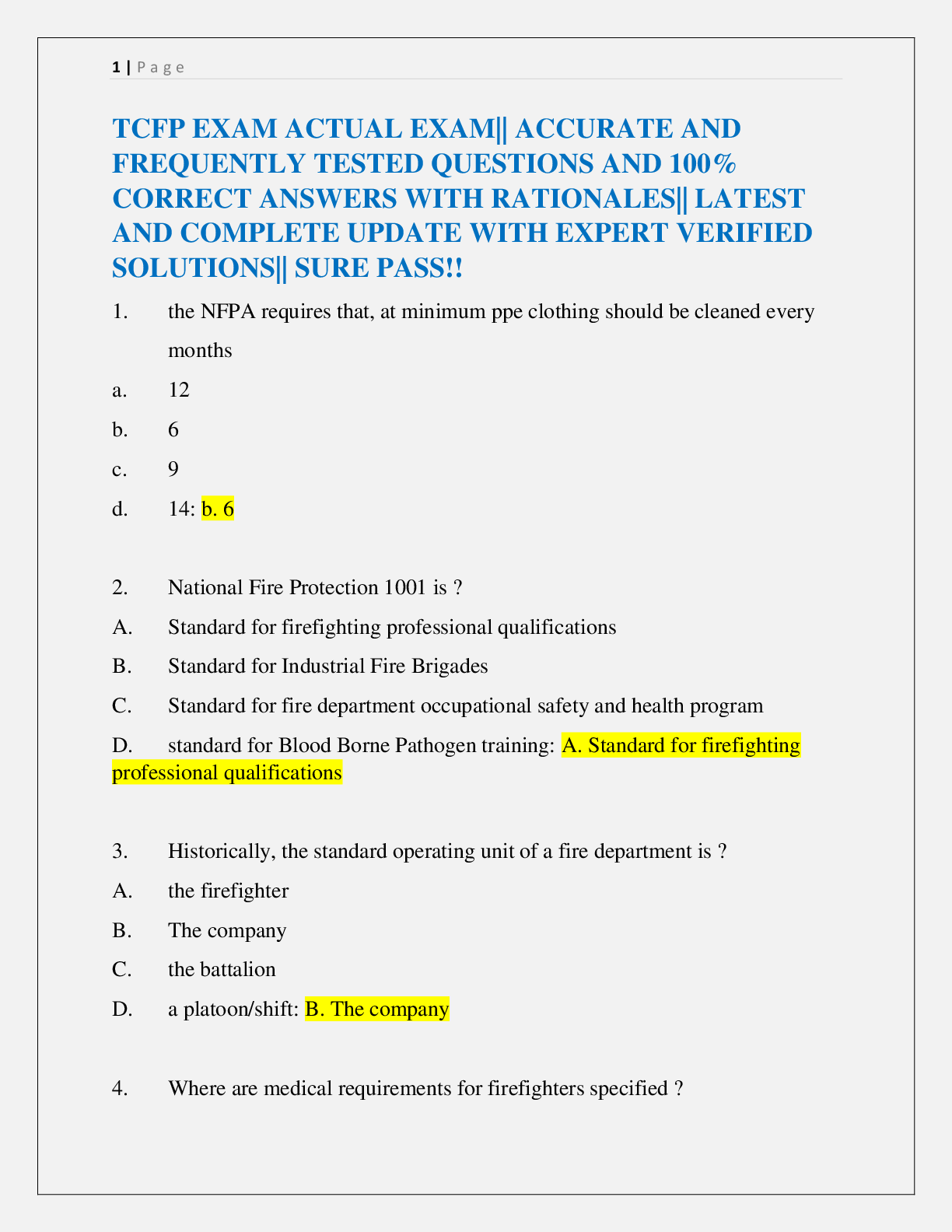 Preview image for TCFP EXAM ACTUAL EXAM|| ACCURATE AND  FREQUENTLY TESTED QUESTIONS AND 100%  CORRECT ANSWERS WITH RATIONALES|| LATEST  AND COMPLETE UPDATE WITH EXPERT VERIFIED  SOLUTIONS|| SURE PASS!!
