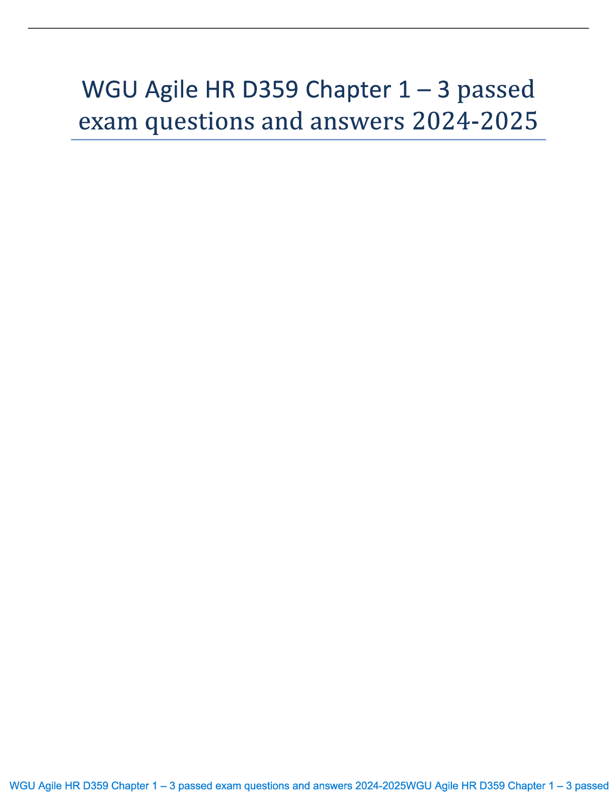 Preview image for WGU Agile HR D359 Chapter 1 – 3 passed exam questions and answers 2024-2025