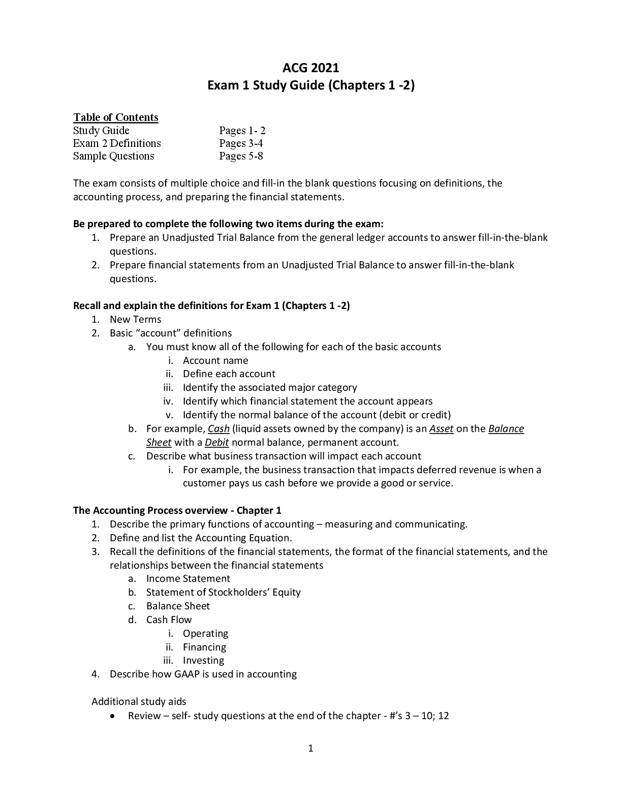 Preview image for ACG 2021   Exam 1 Study Guide (Chapters 1 -2)