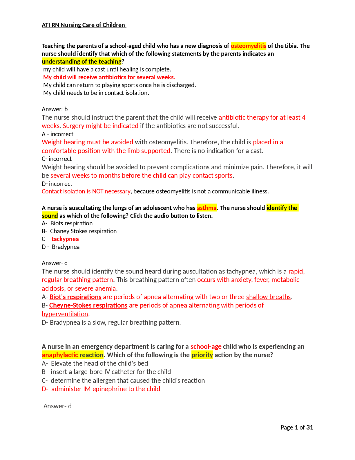 Preview image for ATI RN Nursing Care of Children