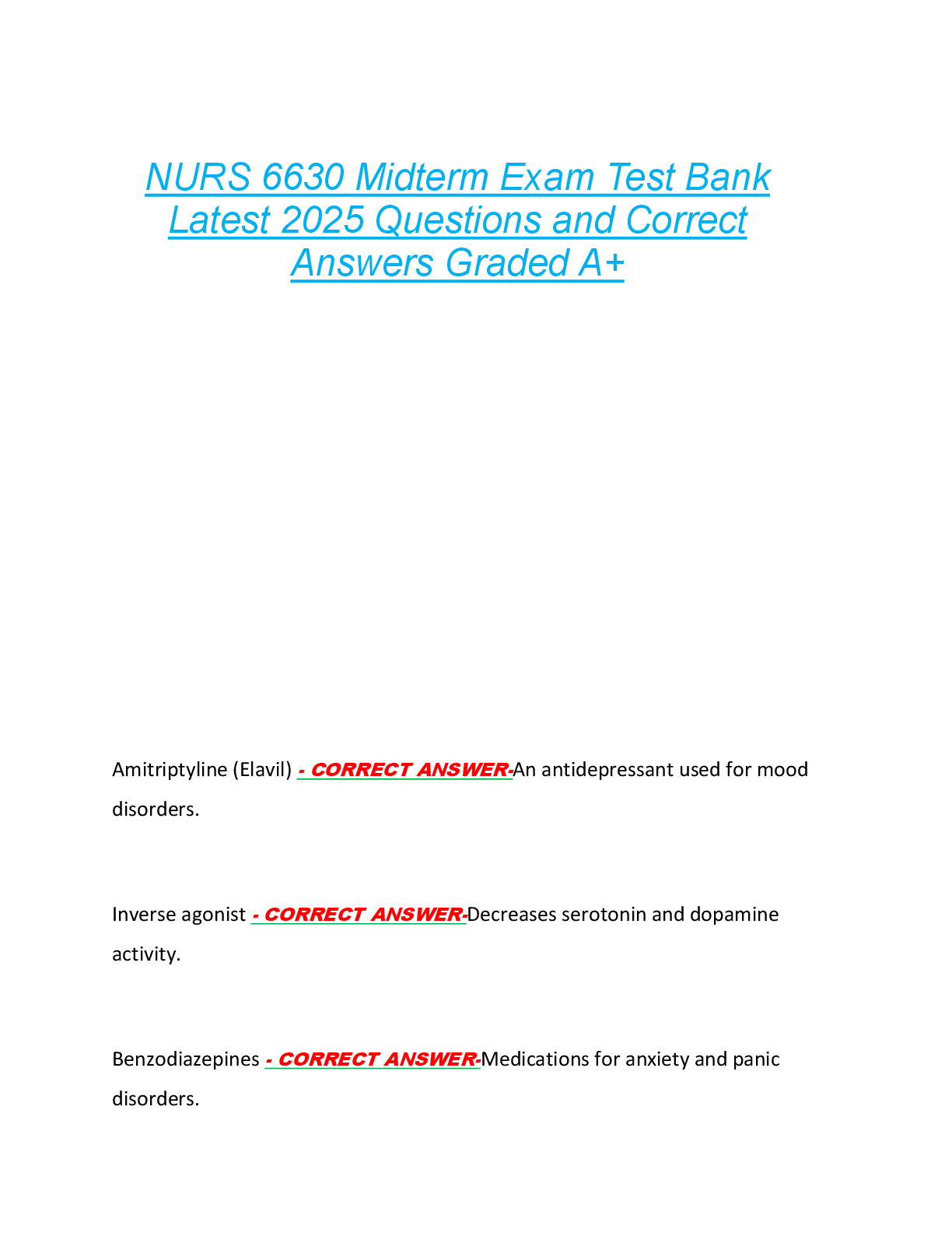 NURS 6630 Midterm Exam Test Bank  Latest 2025 Questions and Correct  Answers Graded A+