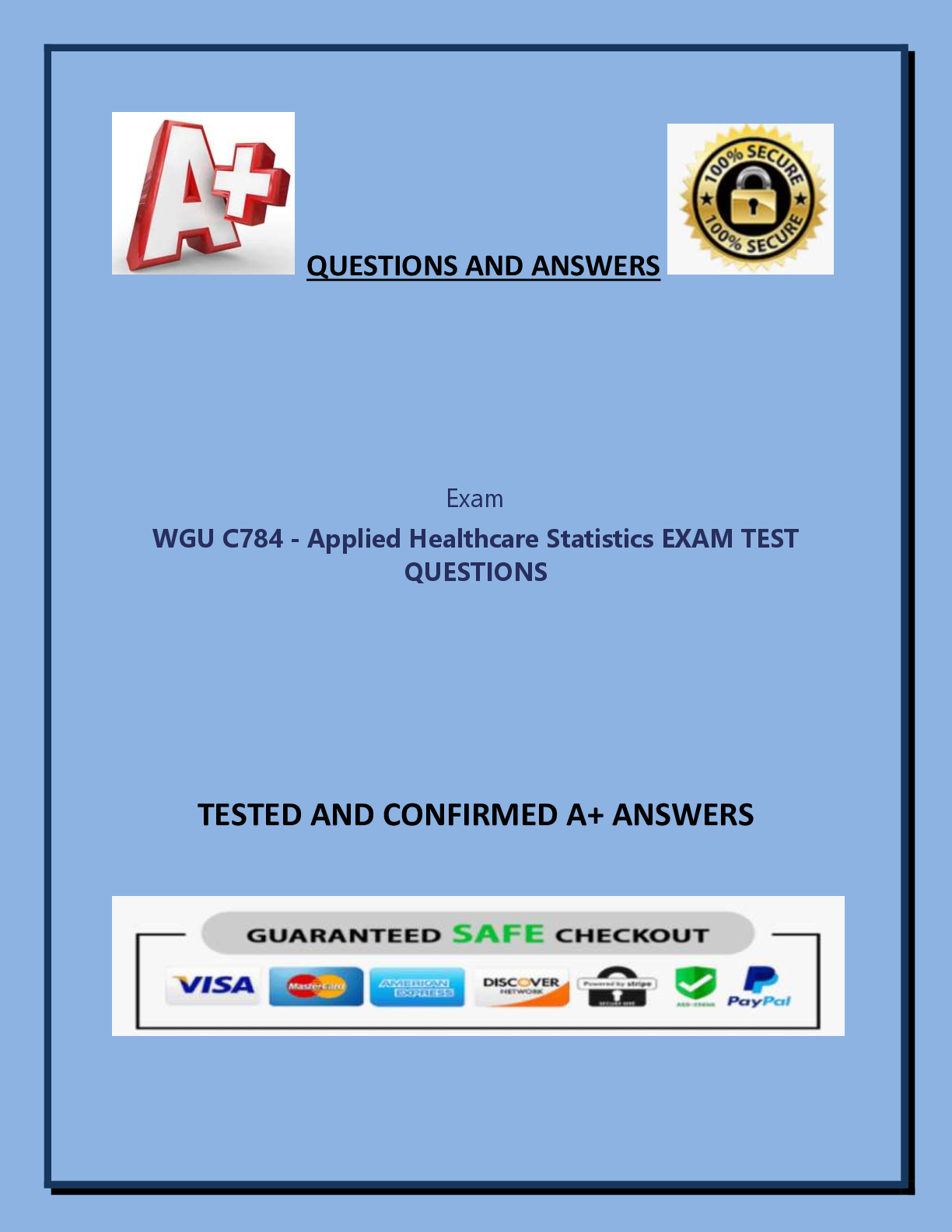Preview image for WGU C784 Applied Healthcare Statistics Latest 2024  Final Assessment Exam Graded A+ Complete 70  Questions Fully Solved 100% ORIGINAL