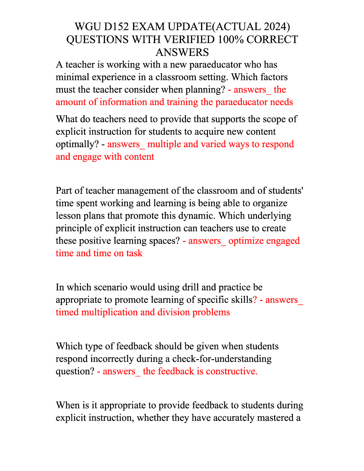 Preview image for WGU D152 EXAM UPDATE(ACTUAL 2024) QUESTIONS WITH VERIFIED 100% CORRECT ANSWERS