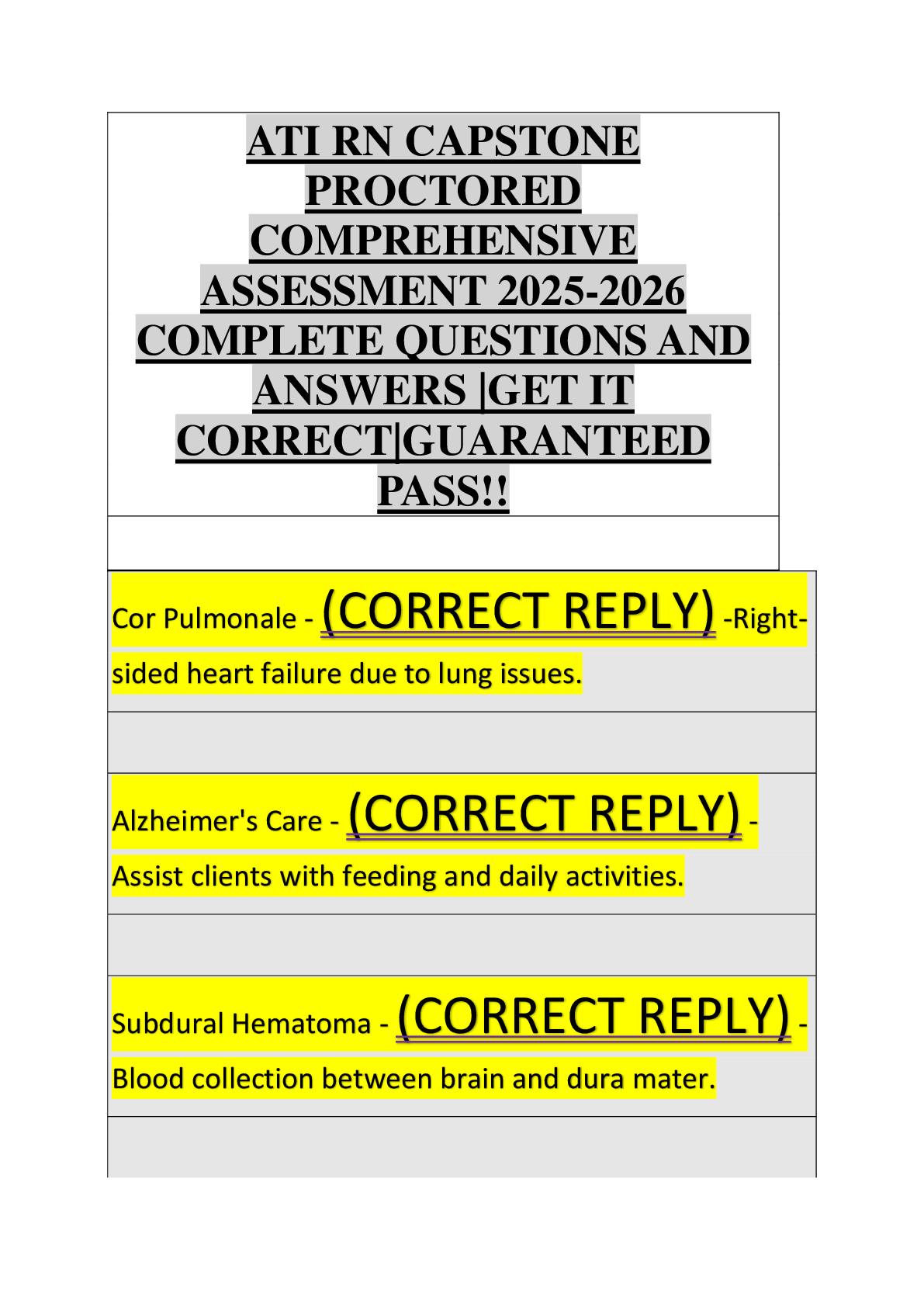 Preview image for ATI RN CAPSTONE  PROCTORED  COMPREHENSIVE  ASSESSMENT 2025-2026  COMPLETE QUESTIONS AND  ANSWERS |GET IT  CORRECT|GUARANTEED  PASS!!