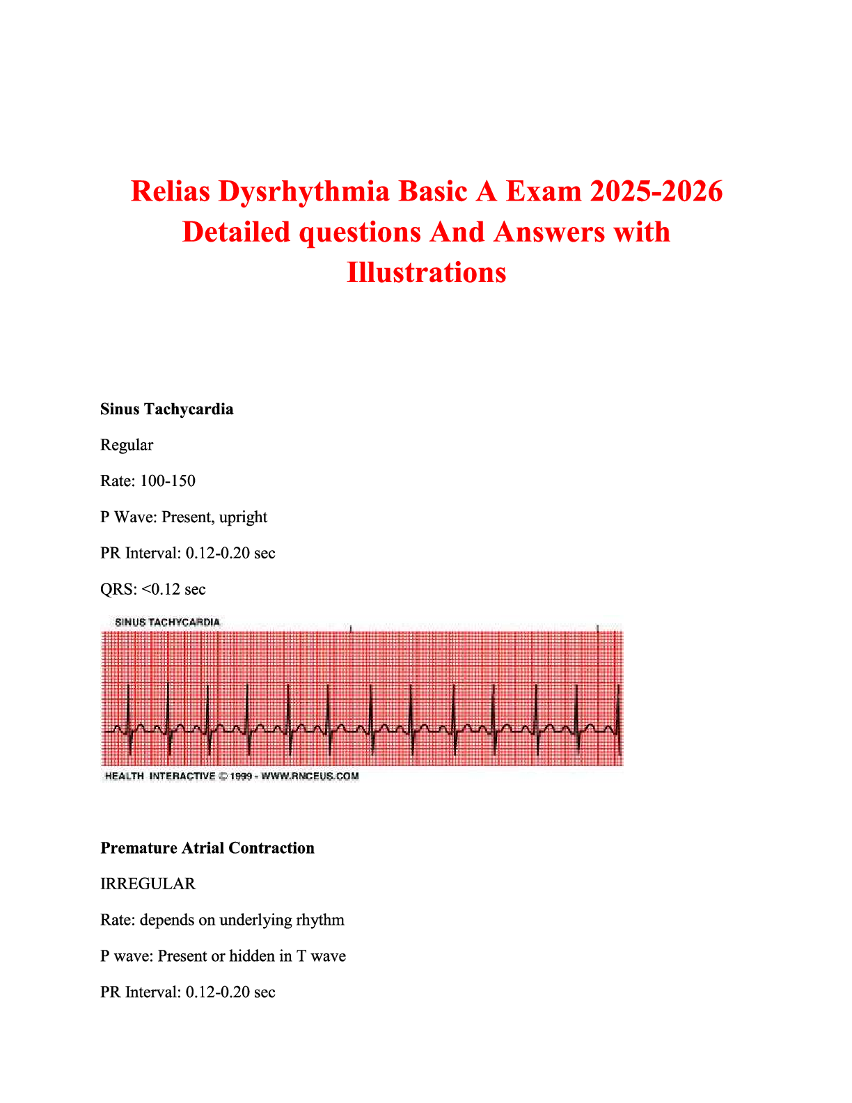 Preview image for Relias Dysrhythmia Basic A Exam 2025-2026 Detailed Questions and Answers with Illustrations.