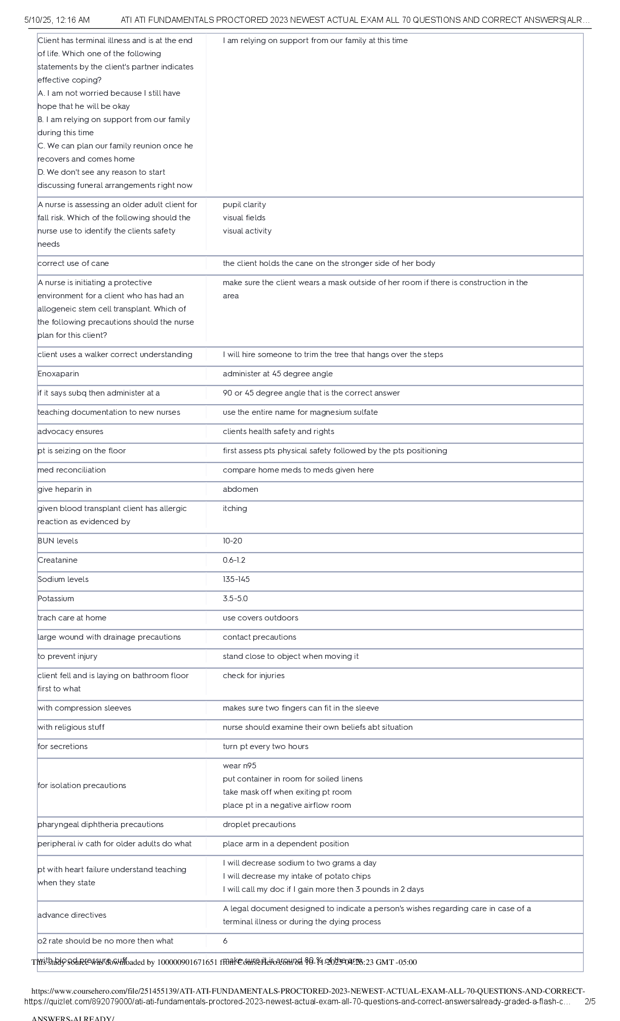 Preview image for ATI ATI FUNDAMENTALS PROCTORED 2023 NEWEST ACTUAL EXAM ALL 70 QUESTIONS AND CORRECT ANSWERS|ALR